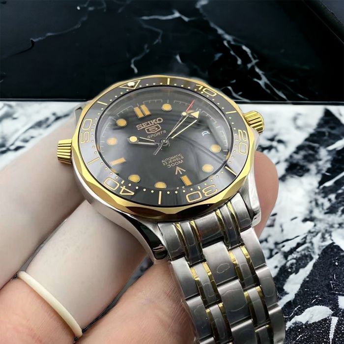 Seiko Seiko Mod Seamaster Gold Steel Black Dial 41mm Luxury Watch | Grailed