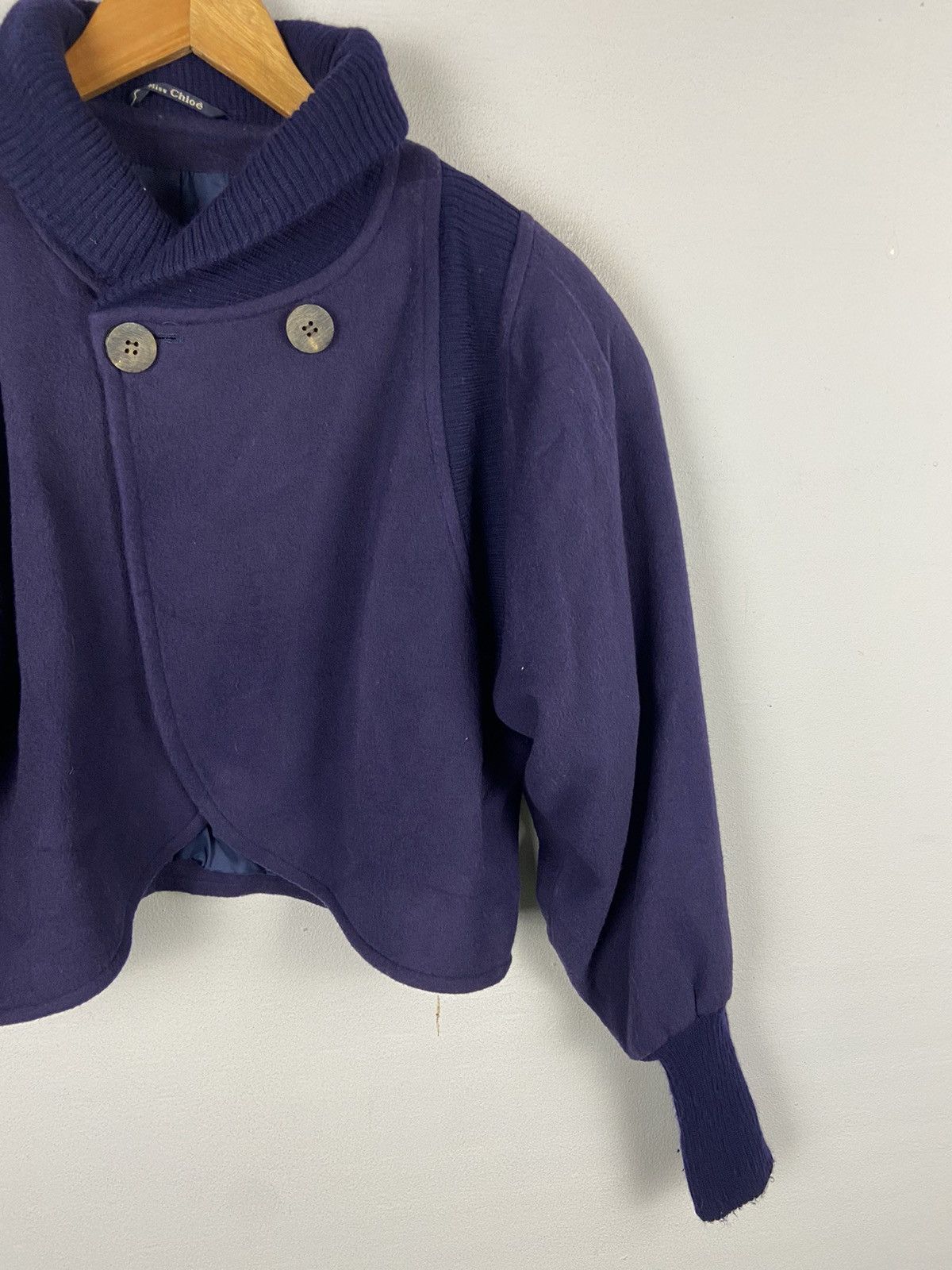 Vintage Miss Chloe Cropped Blue Navy Woolen Jacket