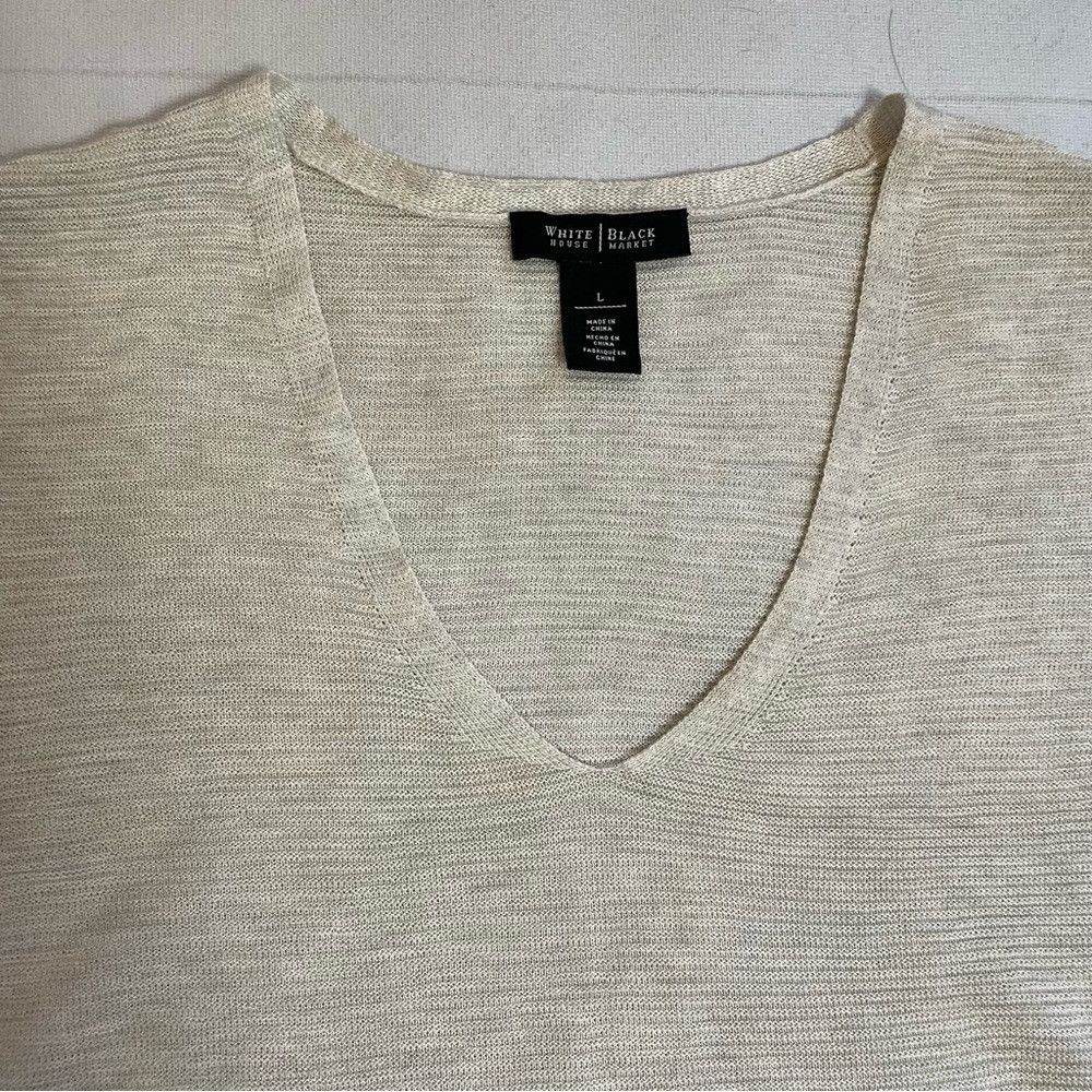 White House Black Market White House Black Market Knit Rayon Beige Sleeveless Top Ve Size L / US 10 / IT 46 - 9 Thumbnail
