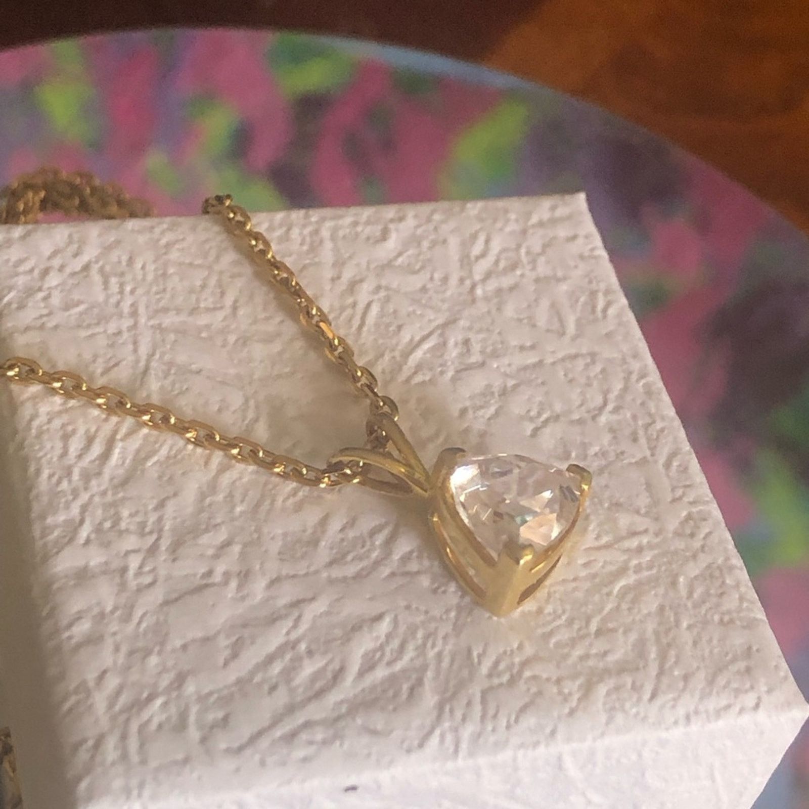 Vintage Vintage prong set triangle clear cubic zirconia necklace Size ONE SIZE - 6 Thumbnail