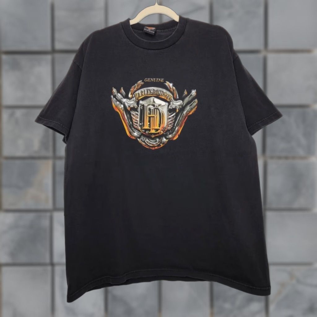 Harley Davidson VINTAGE Harley Davidson Shirt 2XL Black Flame Harley Davidson Unisex Adults Mens or Womens Size US XXL / EU 58 / 5 - 1 Thumbnail