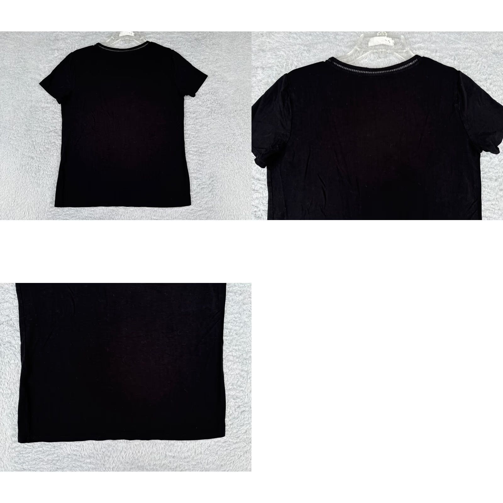 Tommy Hilfiger Tommy Hilfiger Shirt Womens Small Petite Black Scoop Neck Viscose Blend Jersey Logo Short Sleeve Pullover Casual All Seasons Breathable Easy Care Size S / US 4 / IT 40 - 9 Thumbnail