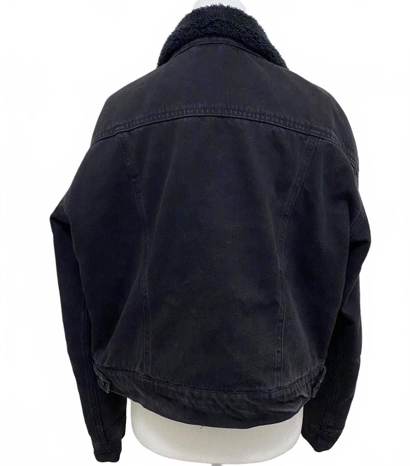 Mango MANGO DENIM Faux Fur Collar Denim Jacket in Black (MEDIUM) Size M / US 6-8 / IT 42-44 - 5 Thumbnail