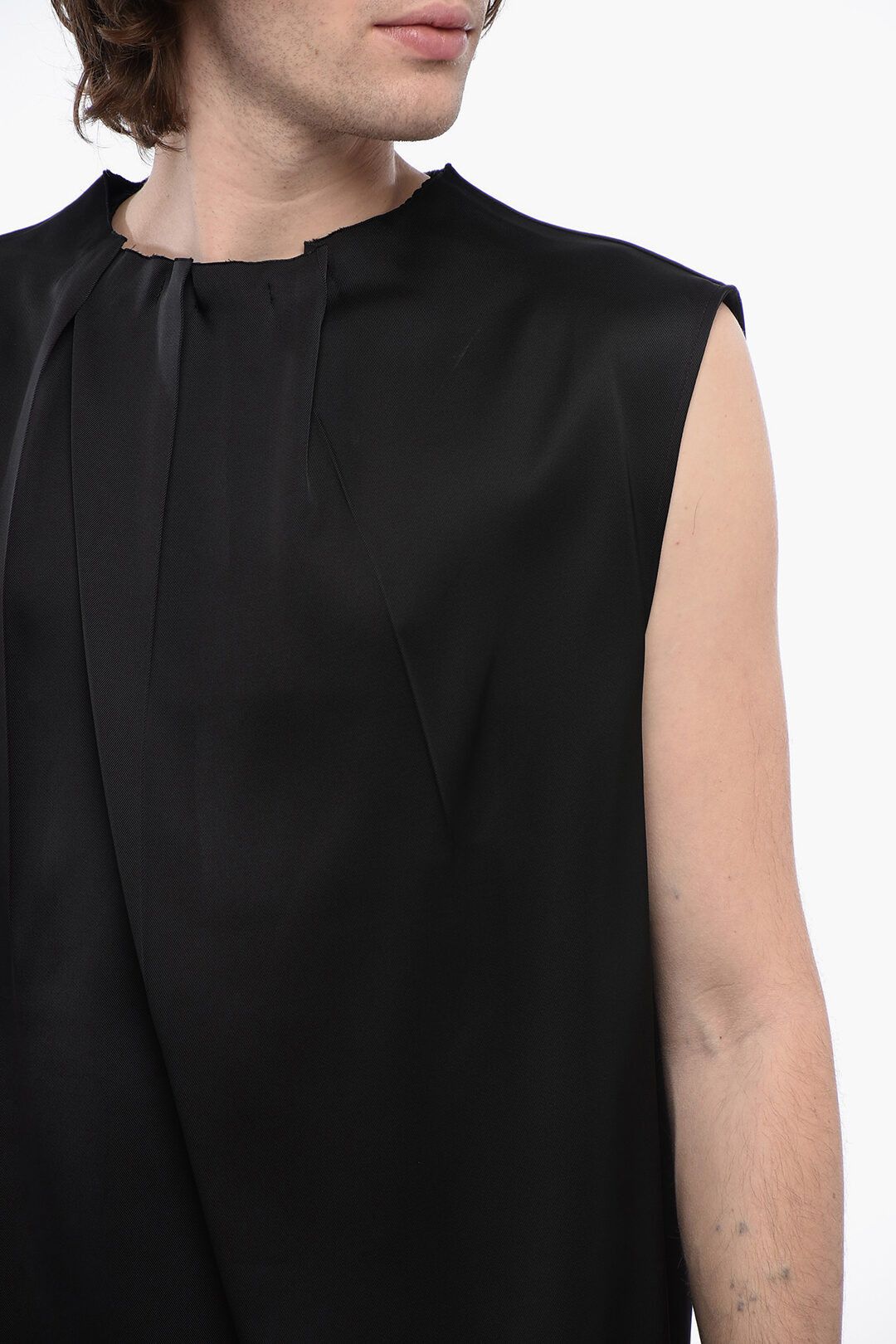Jil Sander og1mm0625 Draped Neck Silk Blend Tank Top in Black Size US M / EU 48-50 / 2 - 3 Thumbnail