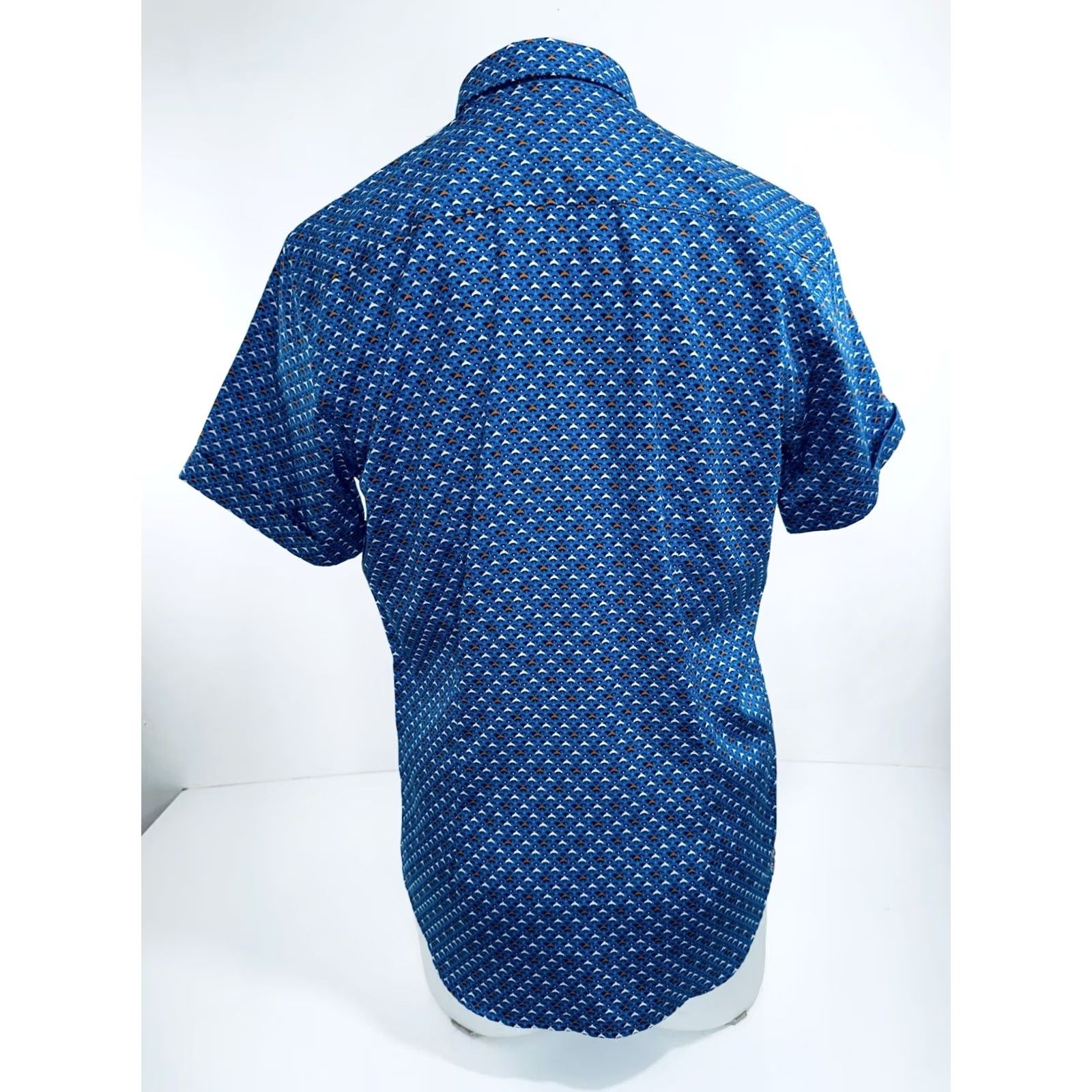 Robert Graham Robert Graham - New w Tags Geometric Mens S Shirt - Button-Up Short Sleeve Blue / Orange / White Men's Shirt S Size US S / EU 44-46 / 1 - 5 Thumbnail