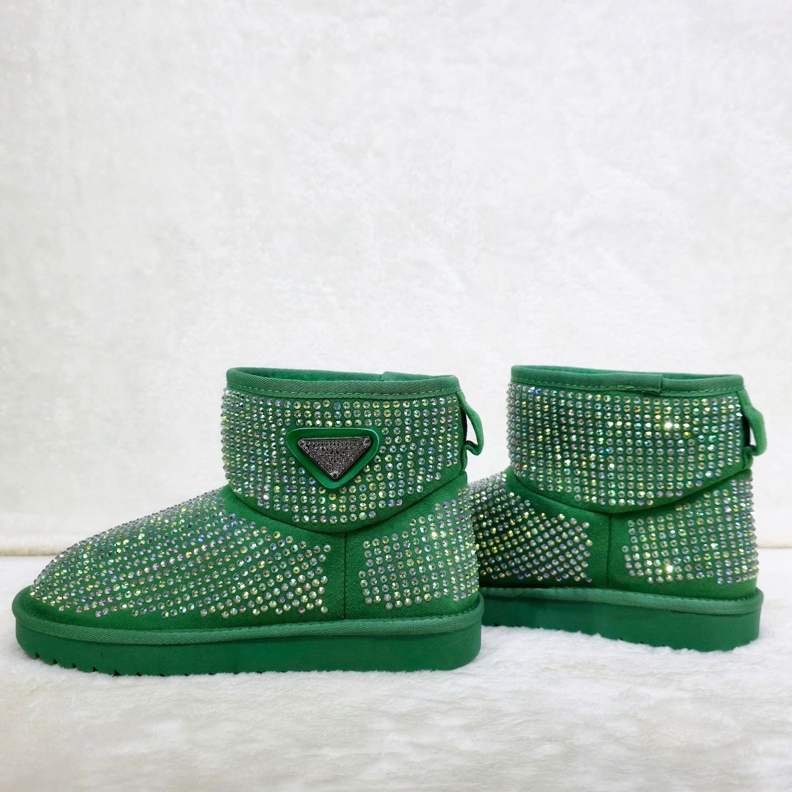 Other Twinkle Faux Fur Lined Slip On Winter Ankle Boots Green Irid Size US 7.5 / IT 37.5 - 2 Thumbnail