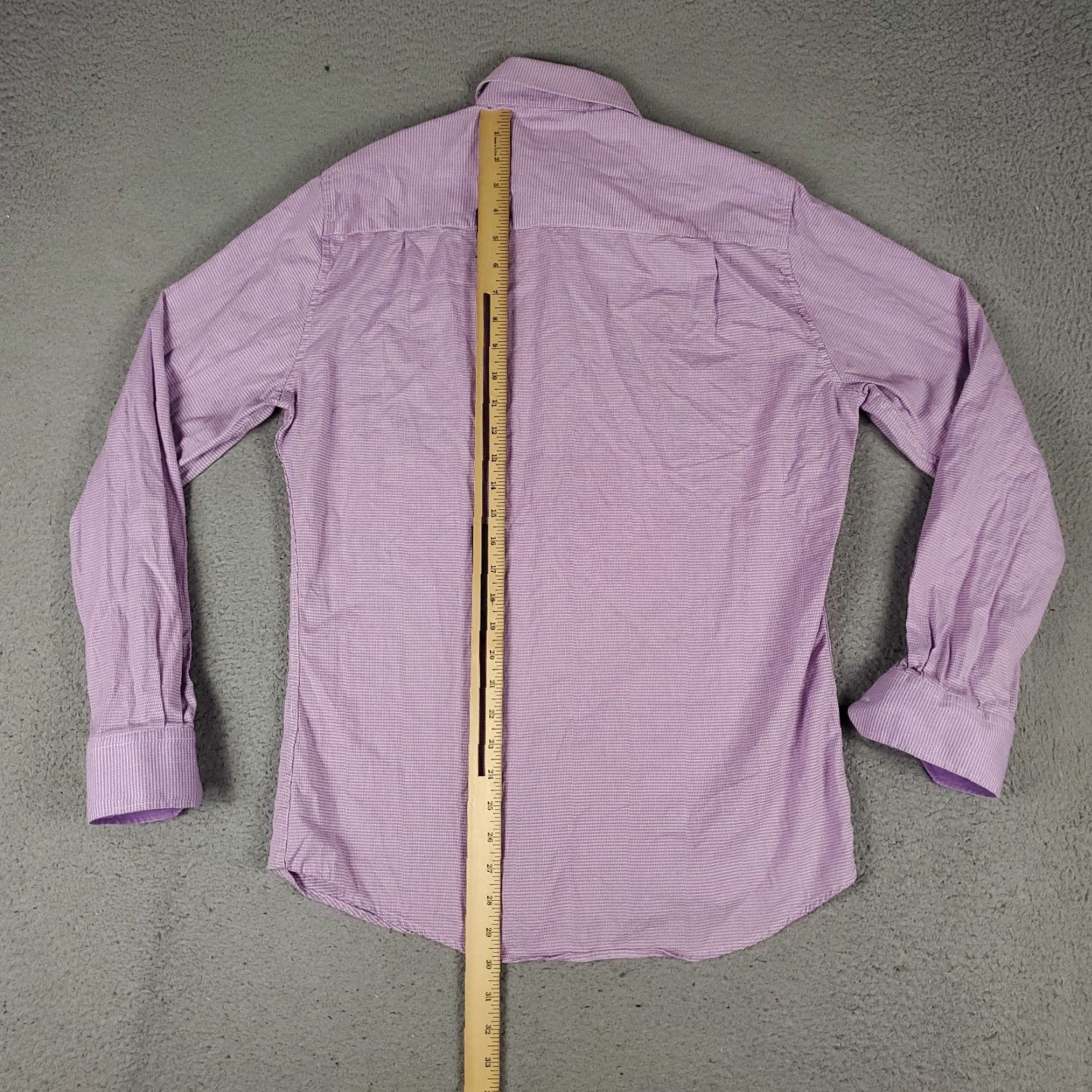 Vintage Duchamp Dress Shirt Mens 15.5 Medium Slim Fit Long Sleeve Purple Button Up Size 40R - 3 Thumbnail