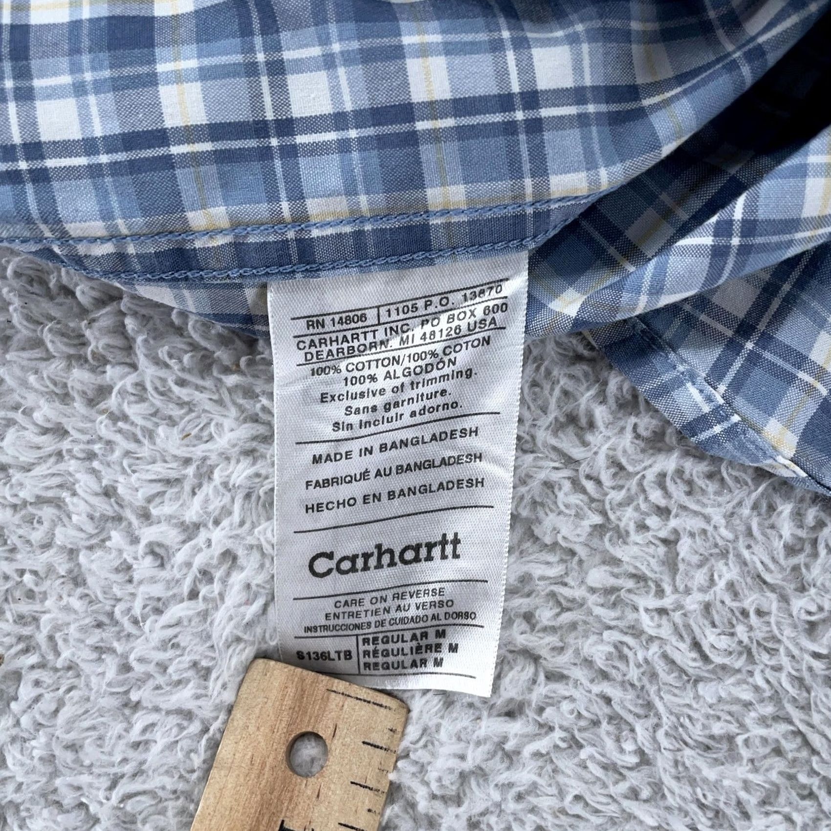 Carhartt Carhartt Shirt Mens Medium Light Blue Plaid Short Sleeve Button Front Work Size US M / EU 48-50 / 2 - 8 Thumbnail