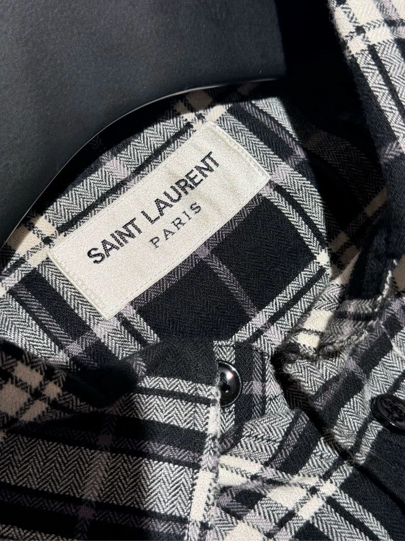 Saint Laurent Paris Saint Laurent Paris Black and white pleated plaid shirt 250 Size US XXS / EU 40 - 4 Thumbnail