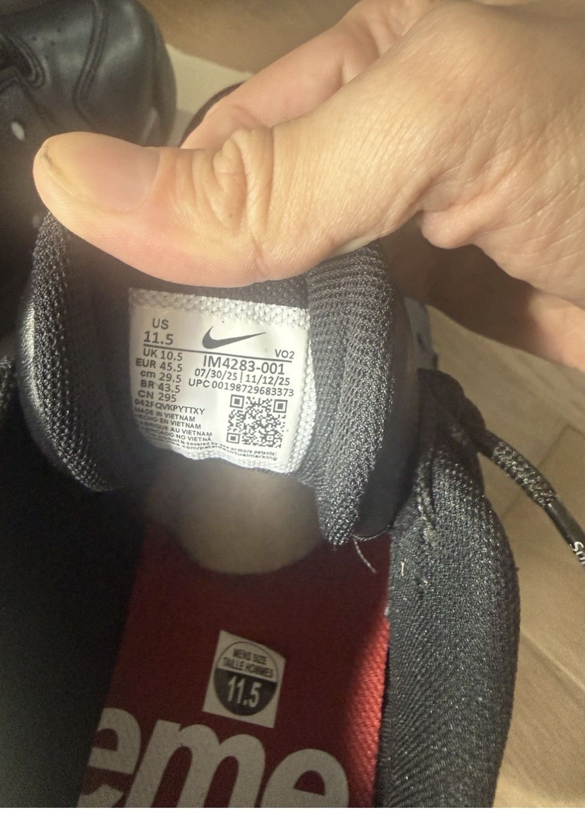 Nike × Supreme Nike SB Air Max 2 CB '94 Low Supreme Black size 11.5 Size US 11.5 / EU 44-45 - 8 Thumbnail