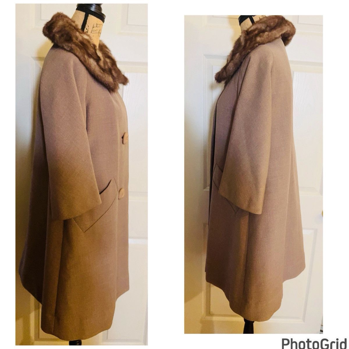 Other Krull Vintage Mink Collar Silk Lined Swing Coat Size M / US 6-8 / IT 42-44 - 13 Thumbnail