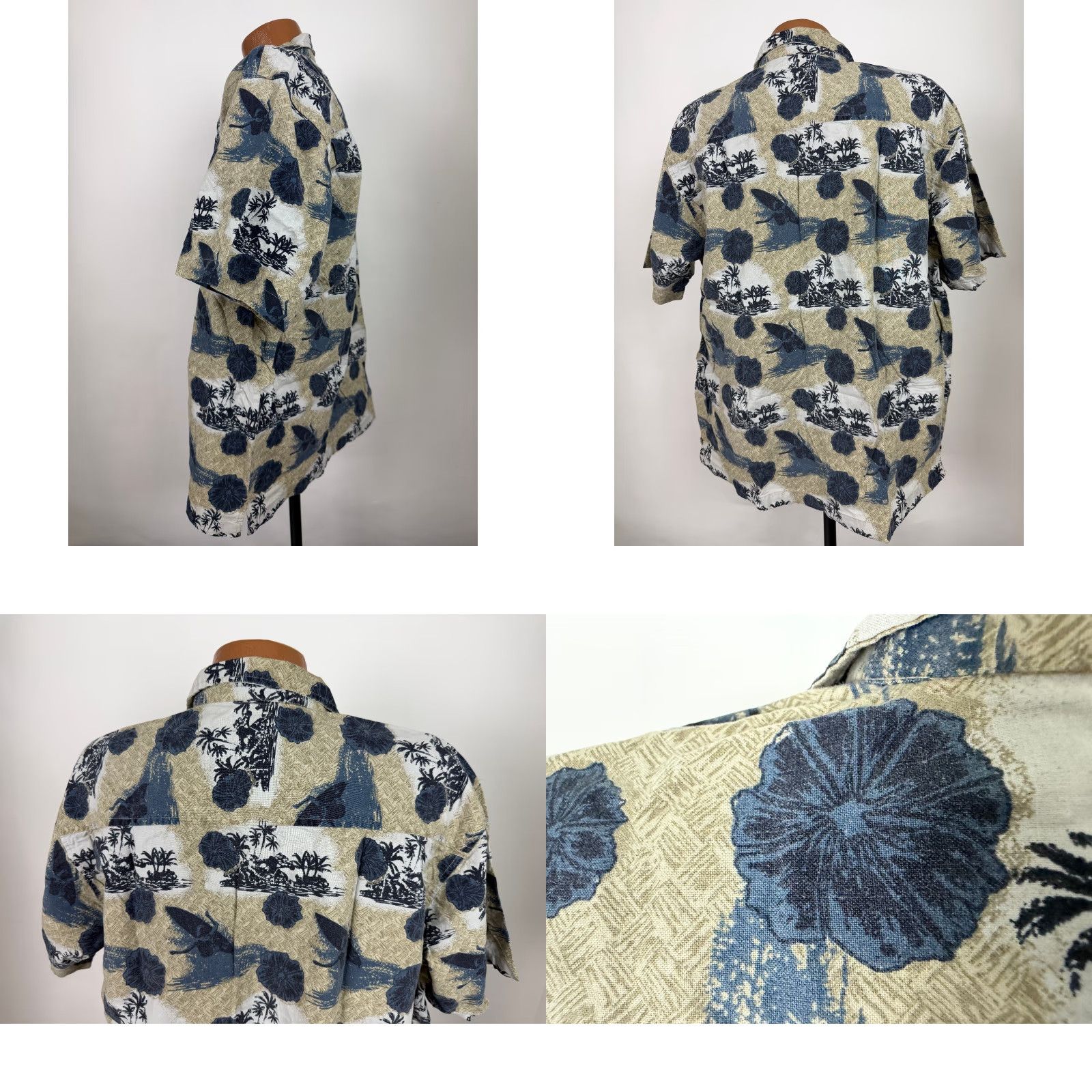 Vintage VINTAGE Pacific Coast Highway Hawaiian Shirt Mens L beige Cotton 90s Floral Surf Camp Collar Button-Up Short Sleeve Size US L / EU 52-54 / 3 - 8 Thumbnail