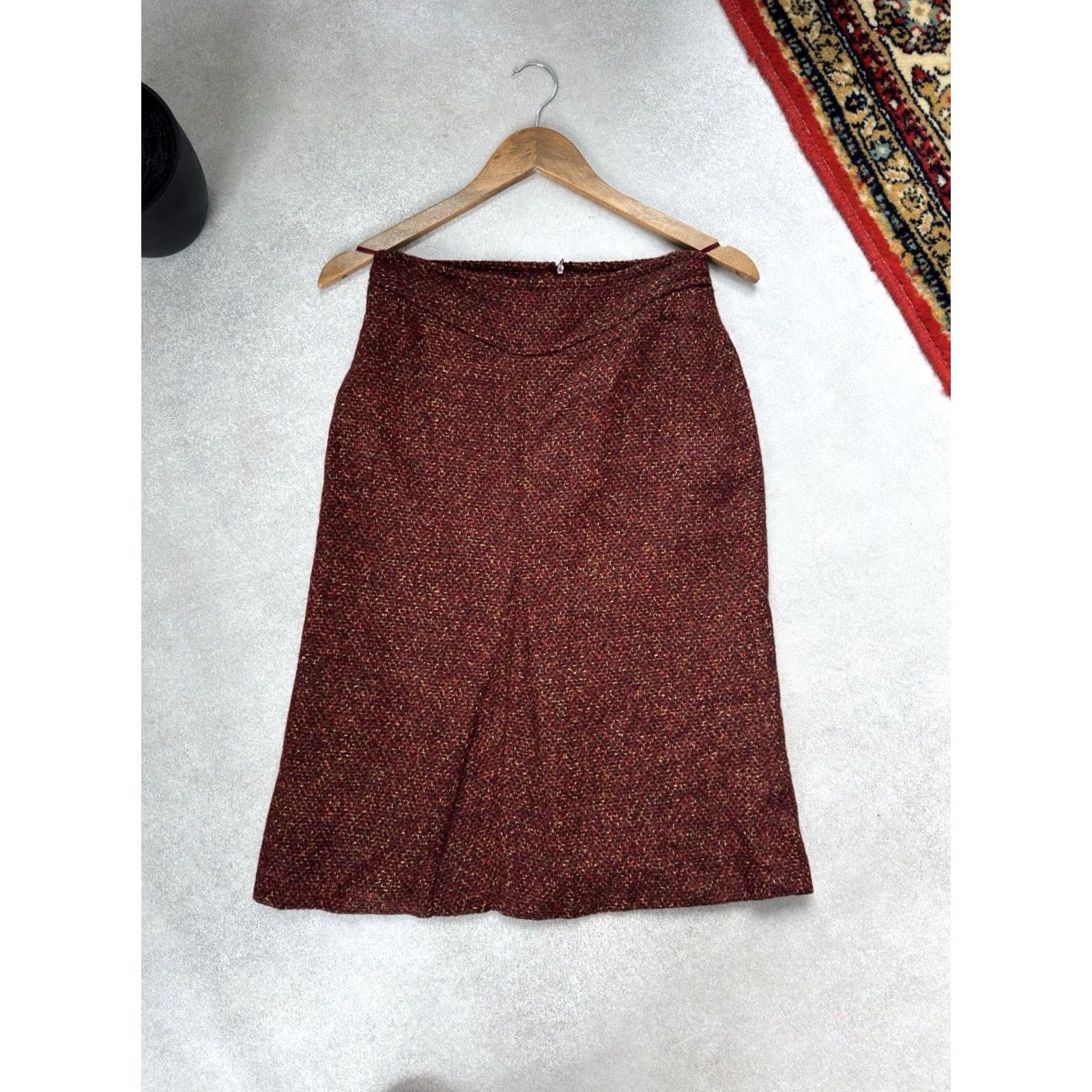 Max Mara Max Mara Wool Knitted Red Skirt S Women Midi Skirt, Cargo Style, 90s Luxary City Preppy Italy Woman Clothes, Wool Size 28" / US 6 / IT 42 - 4 Thumbnail