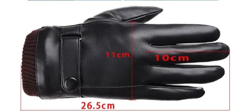 Japanese Brand × Leather Men Gloves Black Winter Mittens Size ONE SIZE - 3 Thumbnail