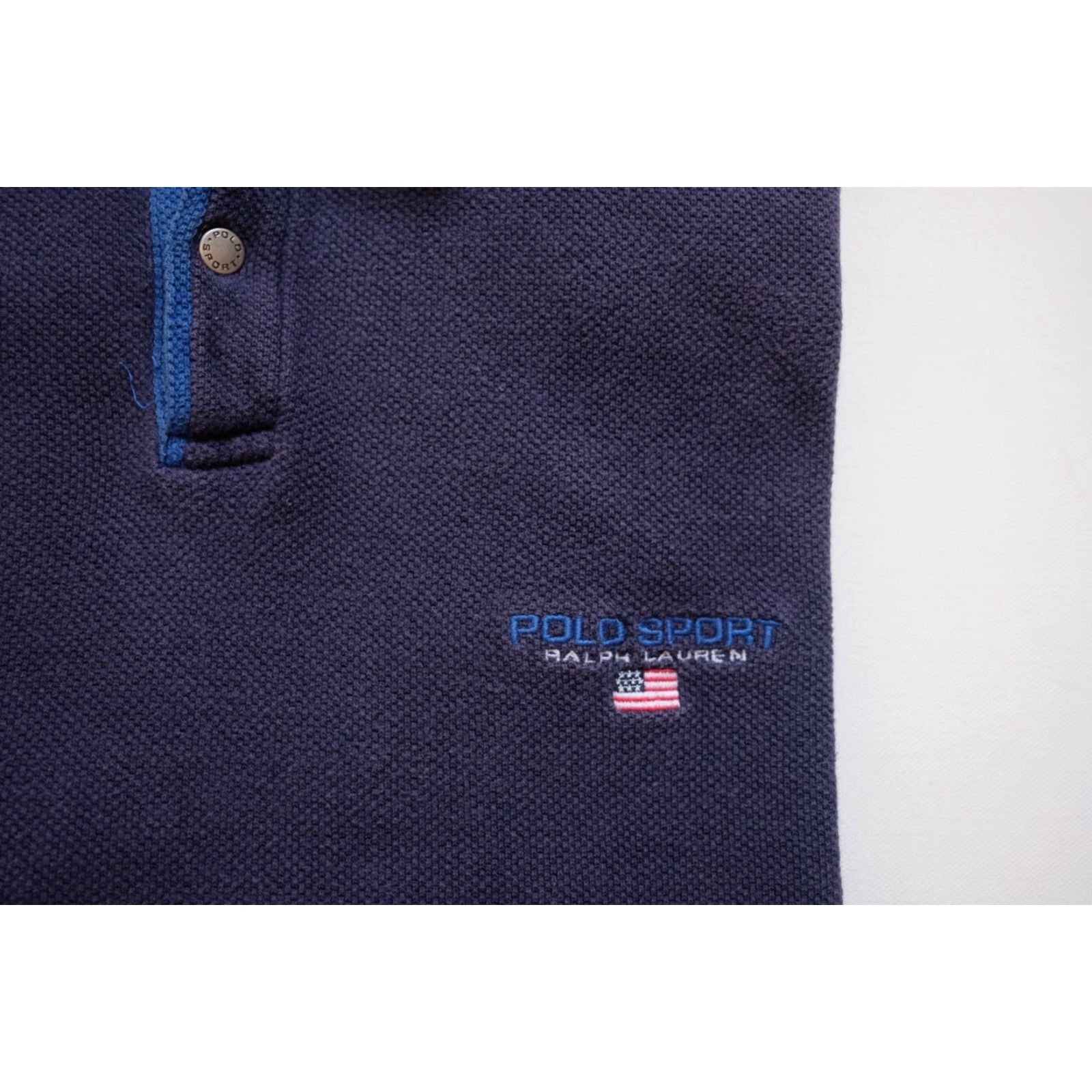 Ralph Lauren VINTAGE Ralph Lauren polo sport VTG 90s retro American flag faded blue cotton polo SZ L Mens Size US L / EU 52-54 / 3 - 4 Thumbnail