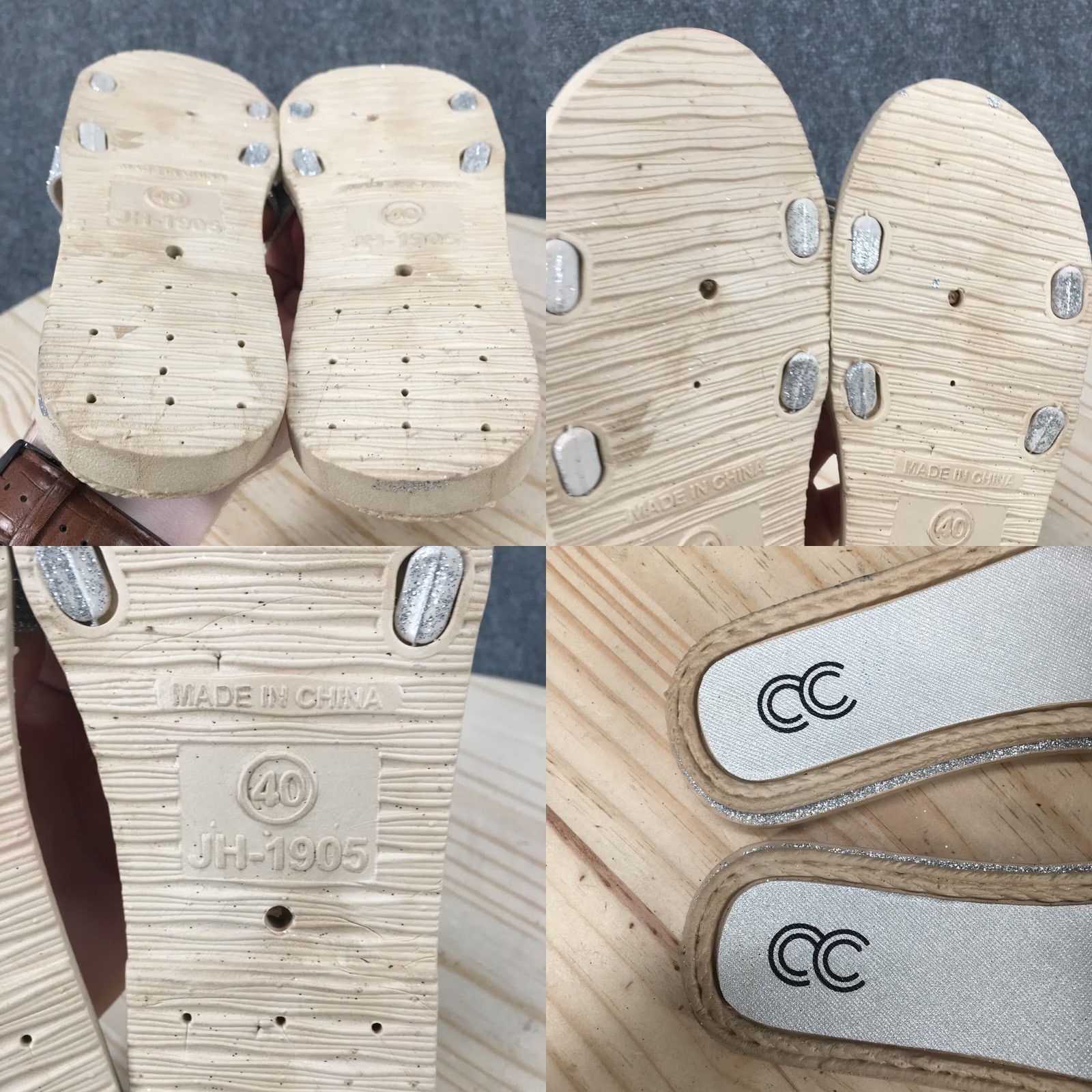 Vintage Cindy Claire Sandals Womens 40 Slide Flats Slip On CC Logo Silver Glitter Casual Size US 9 / IT 39 - 8 Thumbnail
