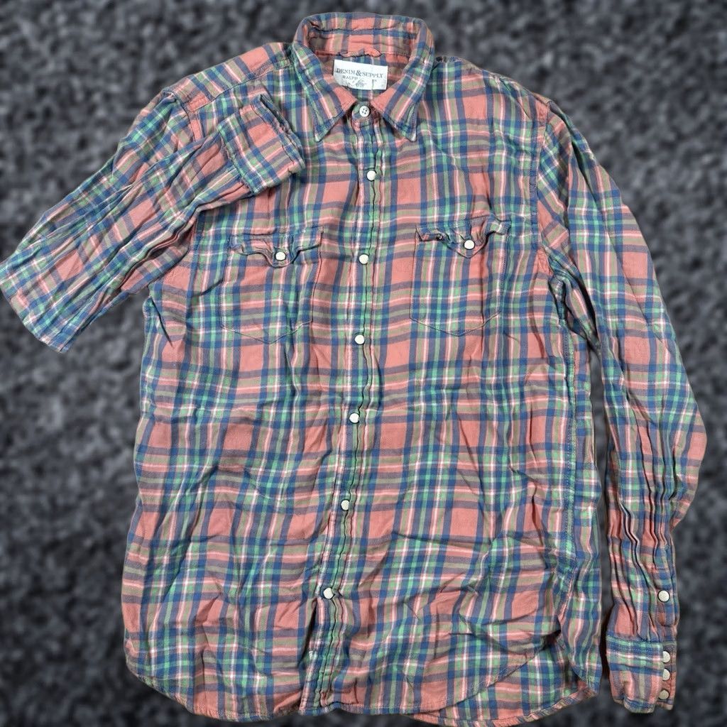 Polo Ralph Lauren Polo Ralph Lauren Mens Large Denim Supply Pearl Snap Button Flannel Shirt Size US L / EU 52-54 / 3 - 1 Thumbnail