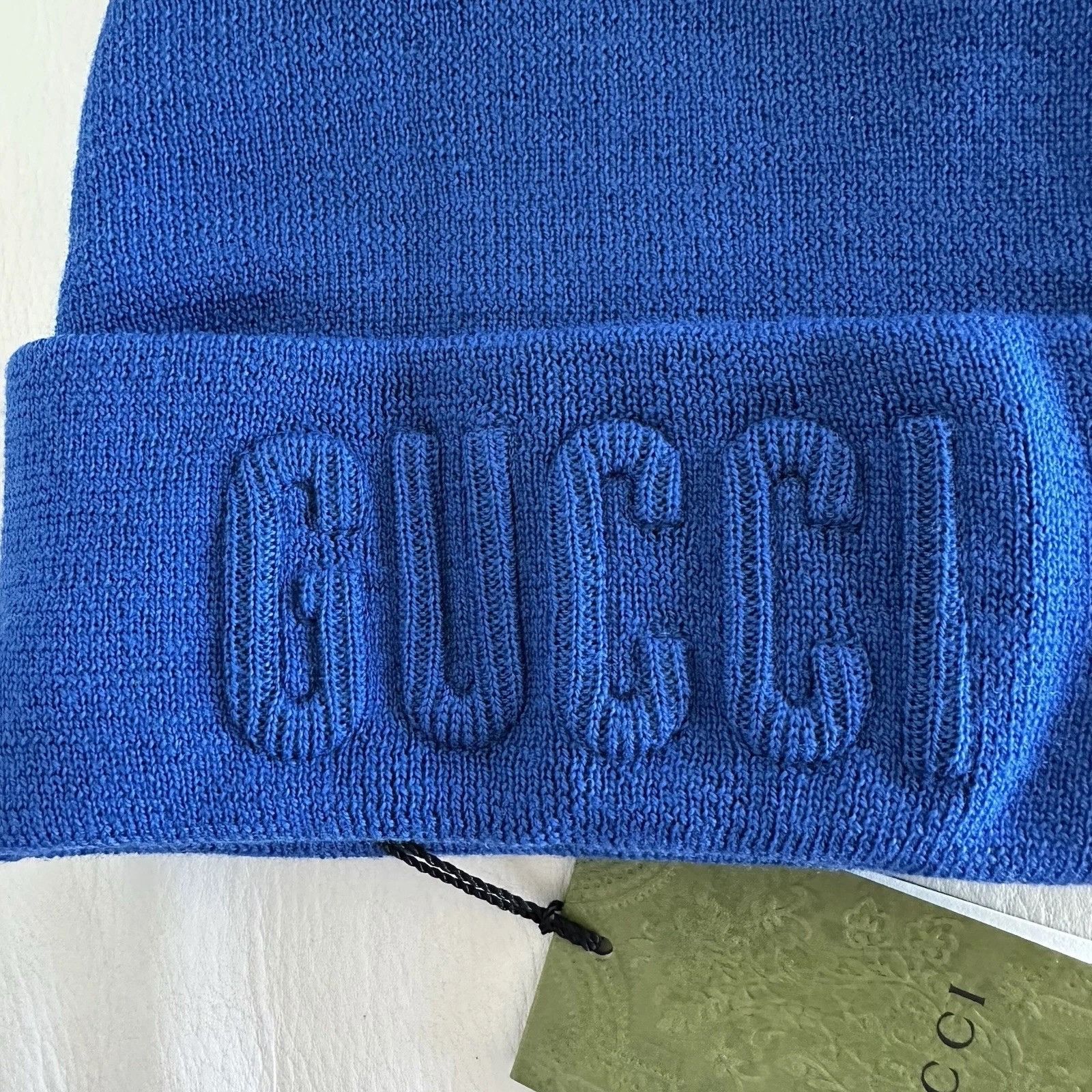 Gucci NWT GUCCI blue wool beanie hat with logo Size 58 cm / Medium Size ONE SIZE - 4 Thumbnail