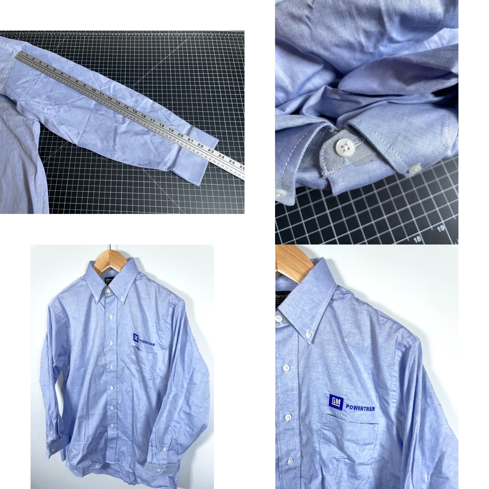 Vintage VINTAGE Edwards GM Powertrain Work Shirt Mens Large Blue Oxford Embroidered 90s Grunge Button-Down Collar NOS Size US L / EU 52-54 / 3 - 8 Thumbnail