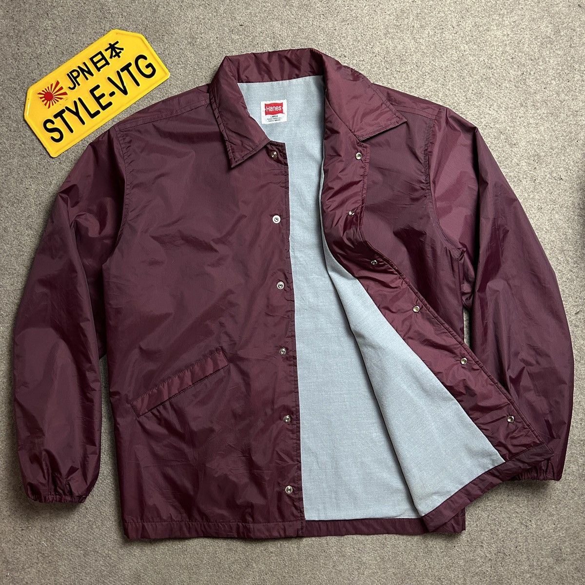 Hanes Hanes Vintage Coach Jacket Maroon Size US L / EU 52-54 / 3 - 10 Thumbnail