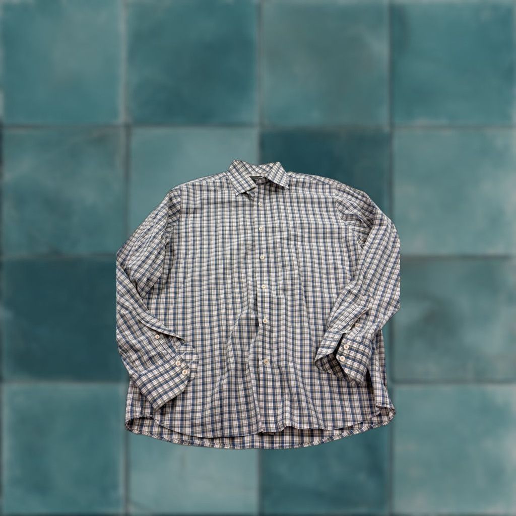 Vintage Maker & Company Mens Shirt Large Blue Brown Plaid Button-Down Long Sleeve Cotton Casual Workwear Size US L / EU 52-54 / 3 - 1 Thumbnail
