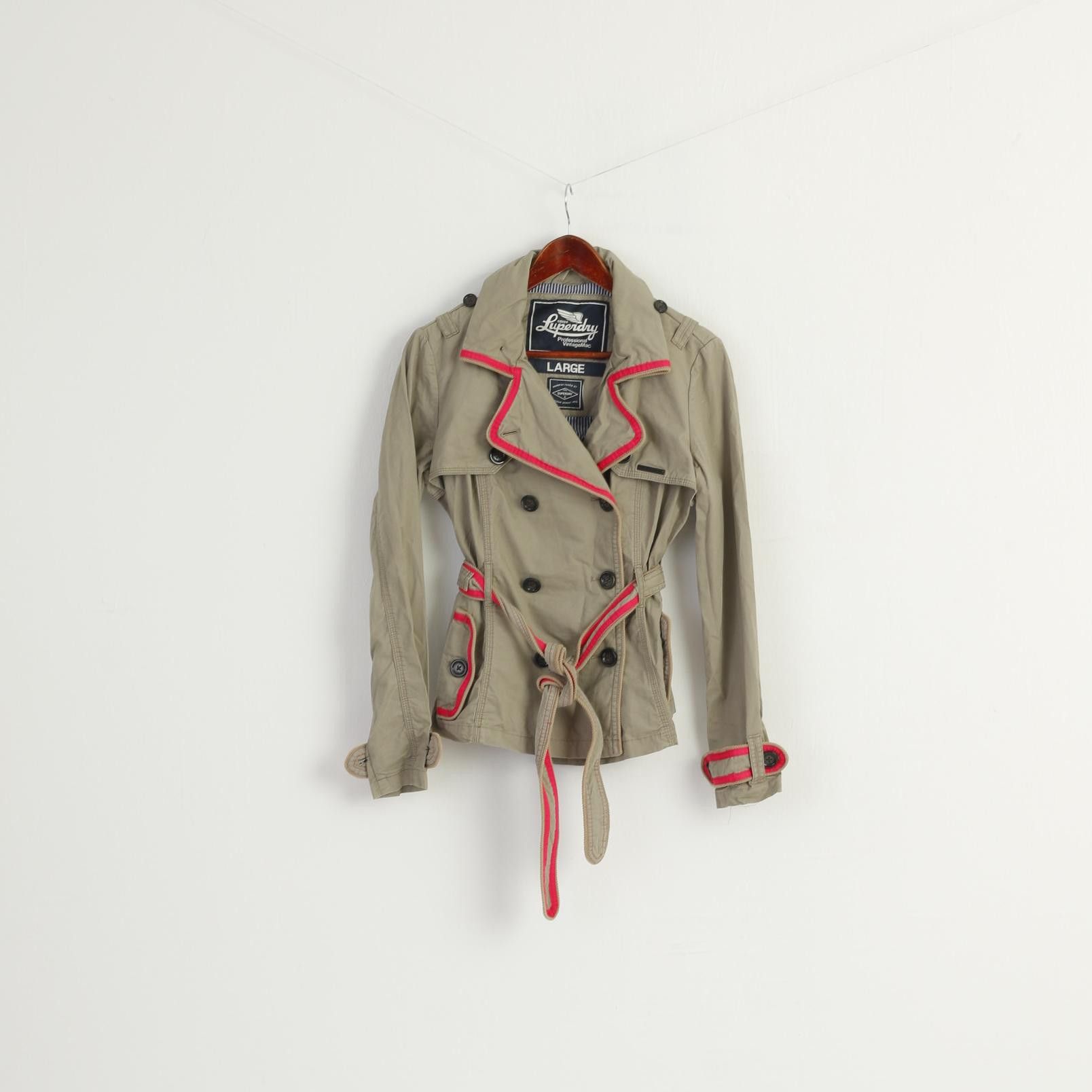Superdry Superdry Women L (M) Jacket Beige Vintage Mac 7920 Size M / US 6-8 / IT 42-44 - 2 Thumbnail