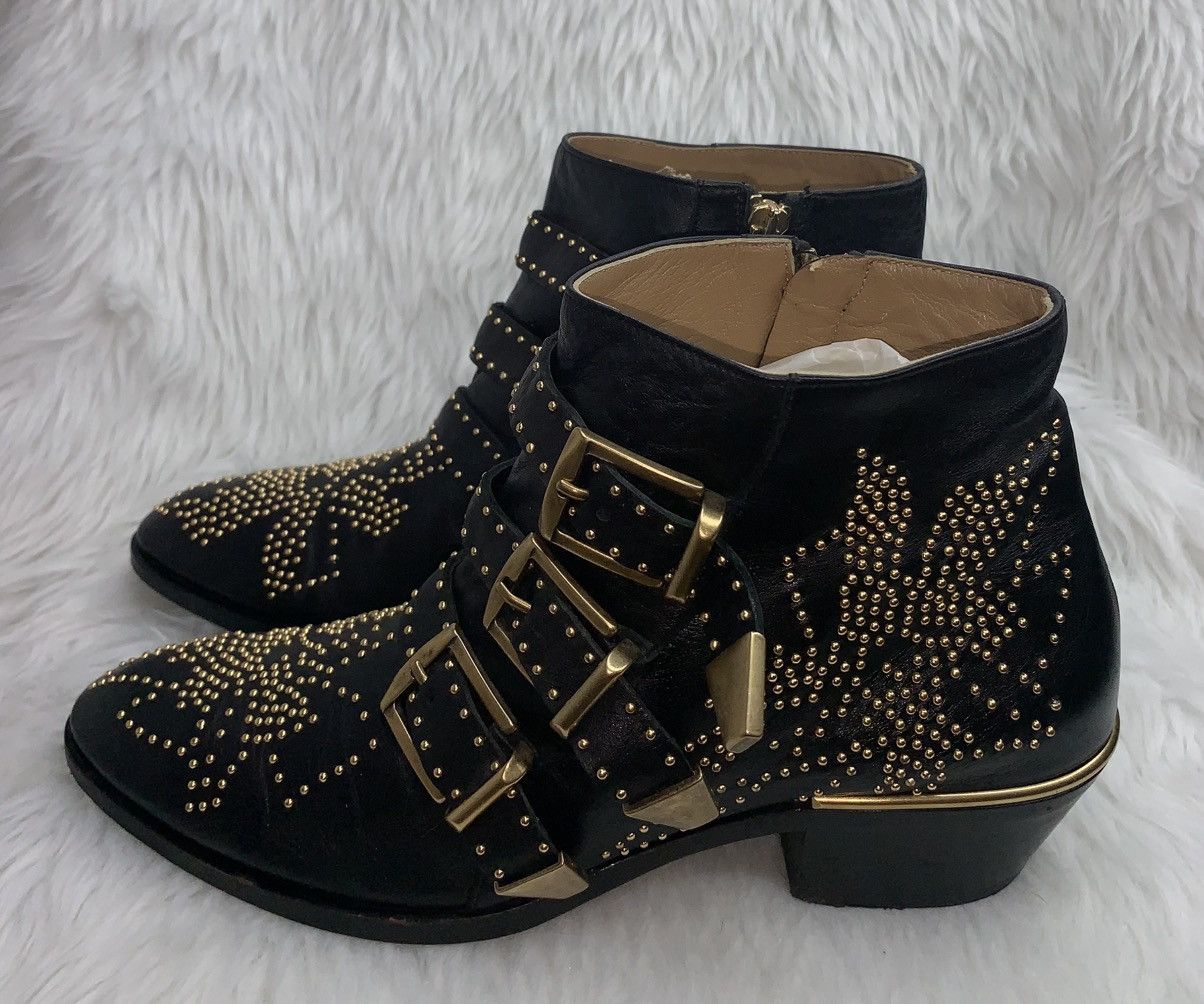 Chloe Chloe Susanna Gold Stud Western Ankle Boots Size US 7.5 / IT 37.5 - 5 Thumbnail