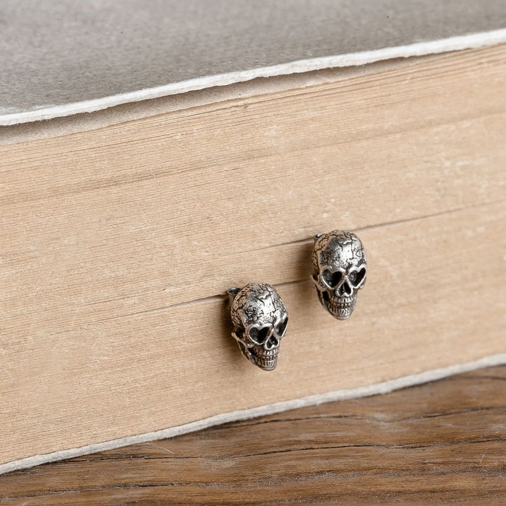 Jewelry Skull Vintage Earrings One Pairs Chrome Jewelry Size ONE SIZE - 4 Thumbnail