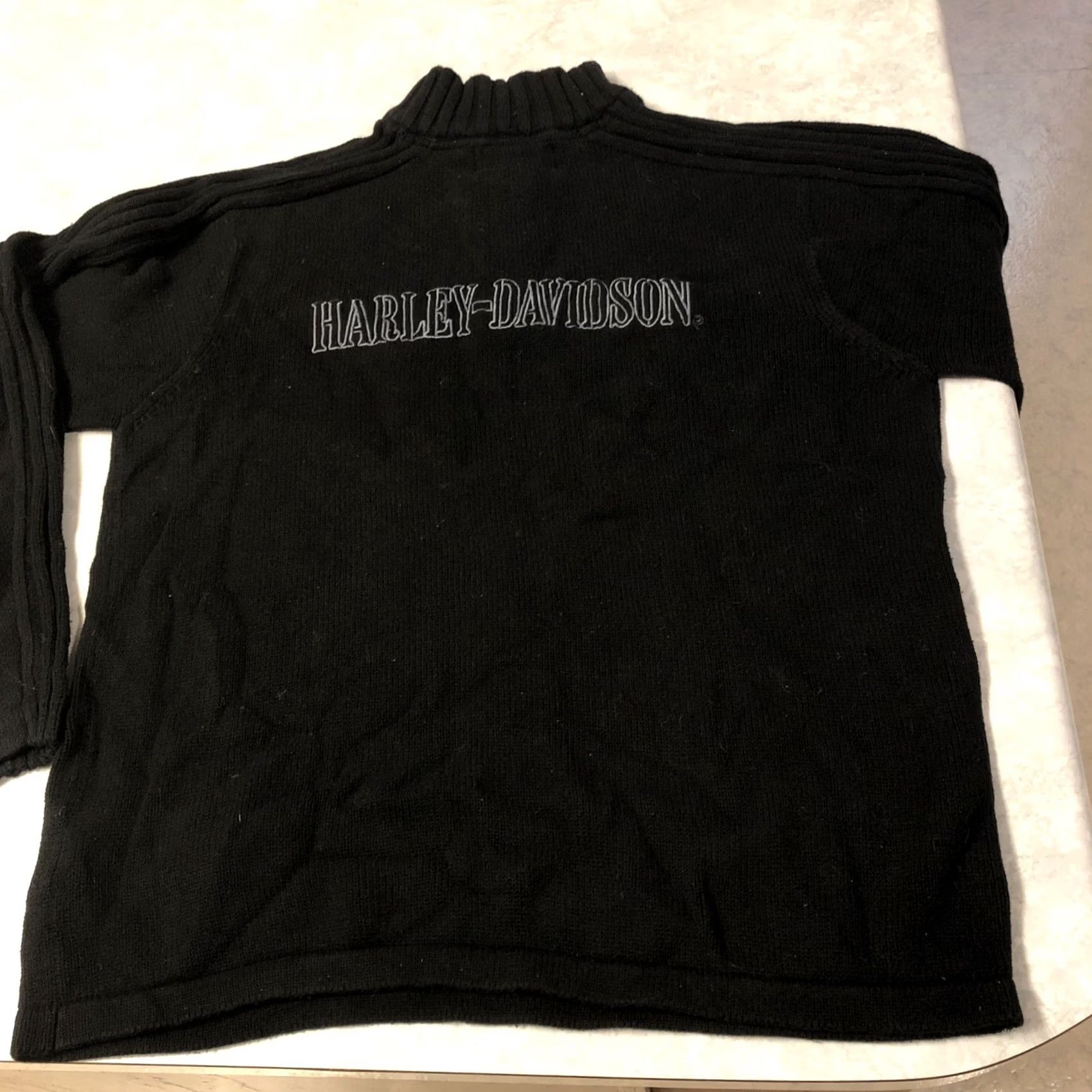 Harley Davidson Harley-Davidson Sweater Adult L Black Cotton Blend Wool 1/4 Zip Patch Logo Knit Long Sleeve Regular Mens Size US L / EU 52-54 / 3 - 6 Thumbnail