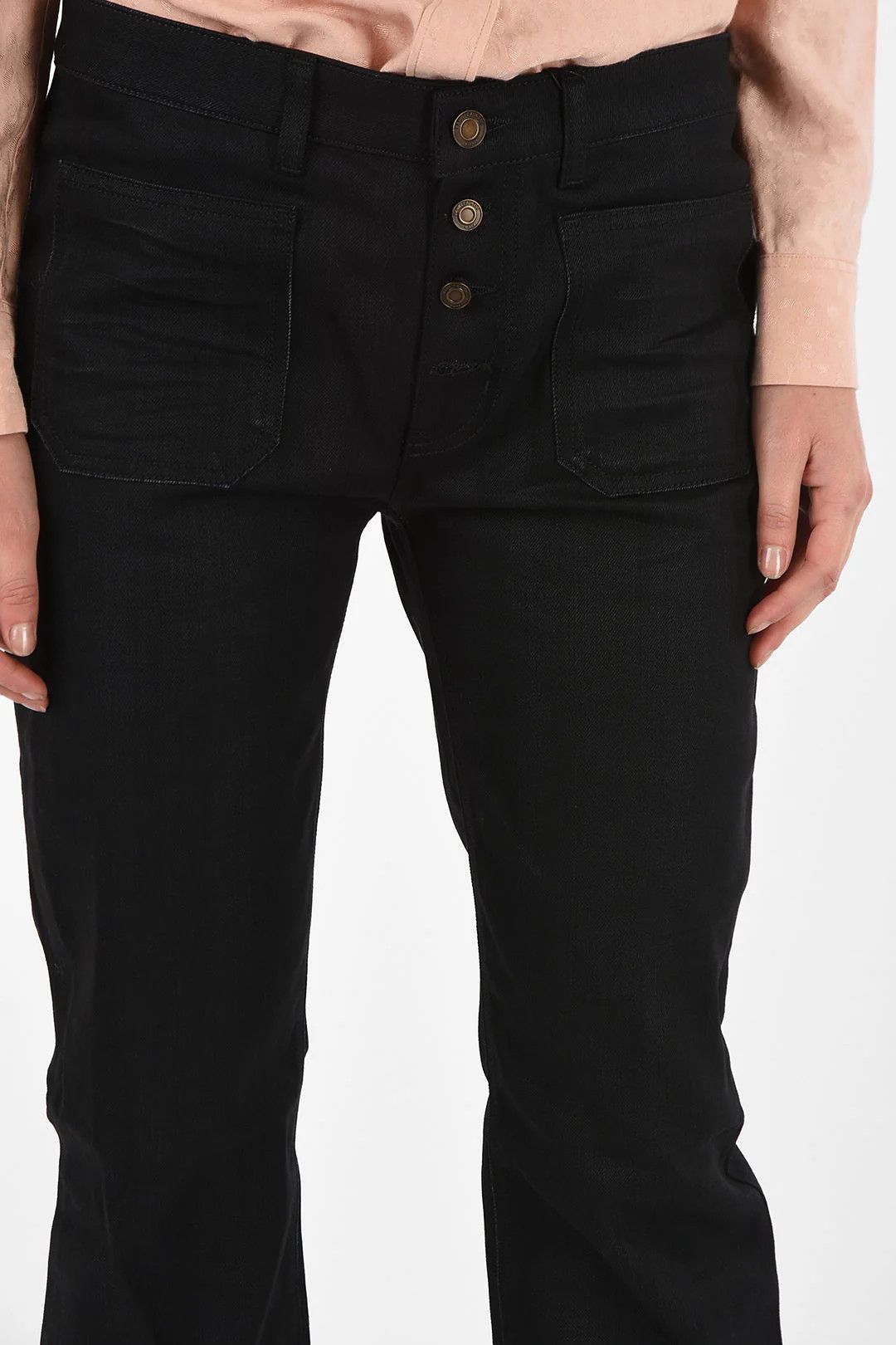 Saint Laurent Paris og1mm0326 Boot-Cut High-Waist Jeans in Black Size 26" / US 2 / IT 38 - 3 Thumbnail