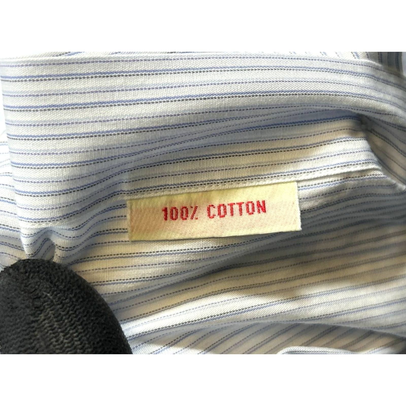 Brioni Brioni Dress Shirt Mens 16 White Blue Cotton Button Up Size 42R - 4 Thumbnail