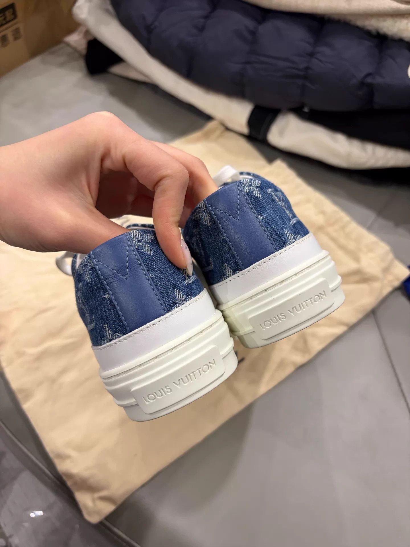 Louis Vuitton LV Monogram Denim Board Shoes EUR 37 (Fits 38) Size US 6.5 / IT 36.5 - 4 Thumbnail