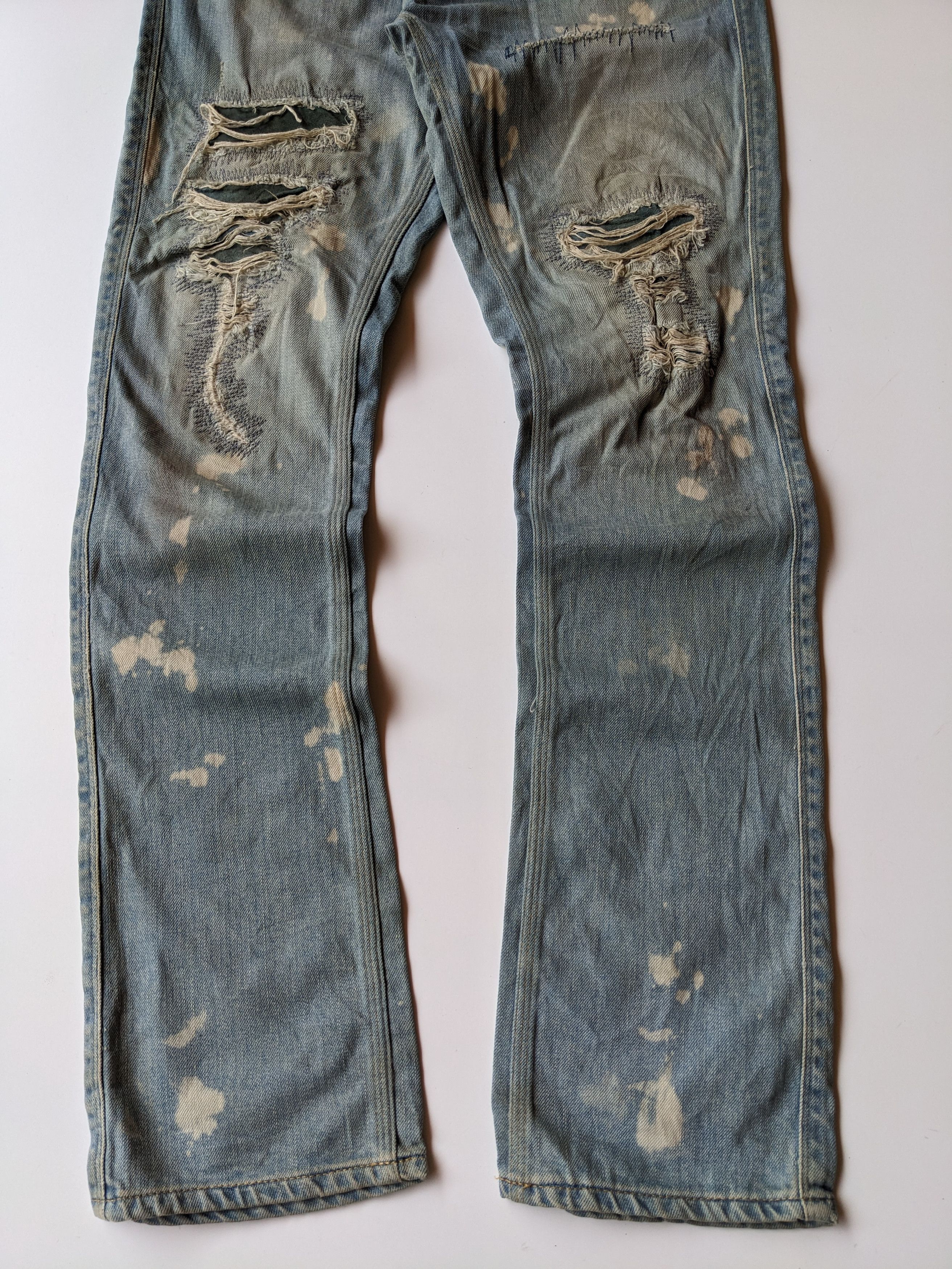 If Six Was Nine × Japanese Brand Acanthus ripped destroy straight jeans Size US 33 - 4 Thumbnail