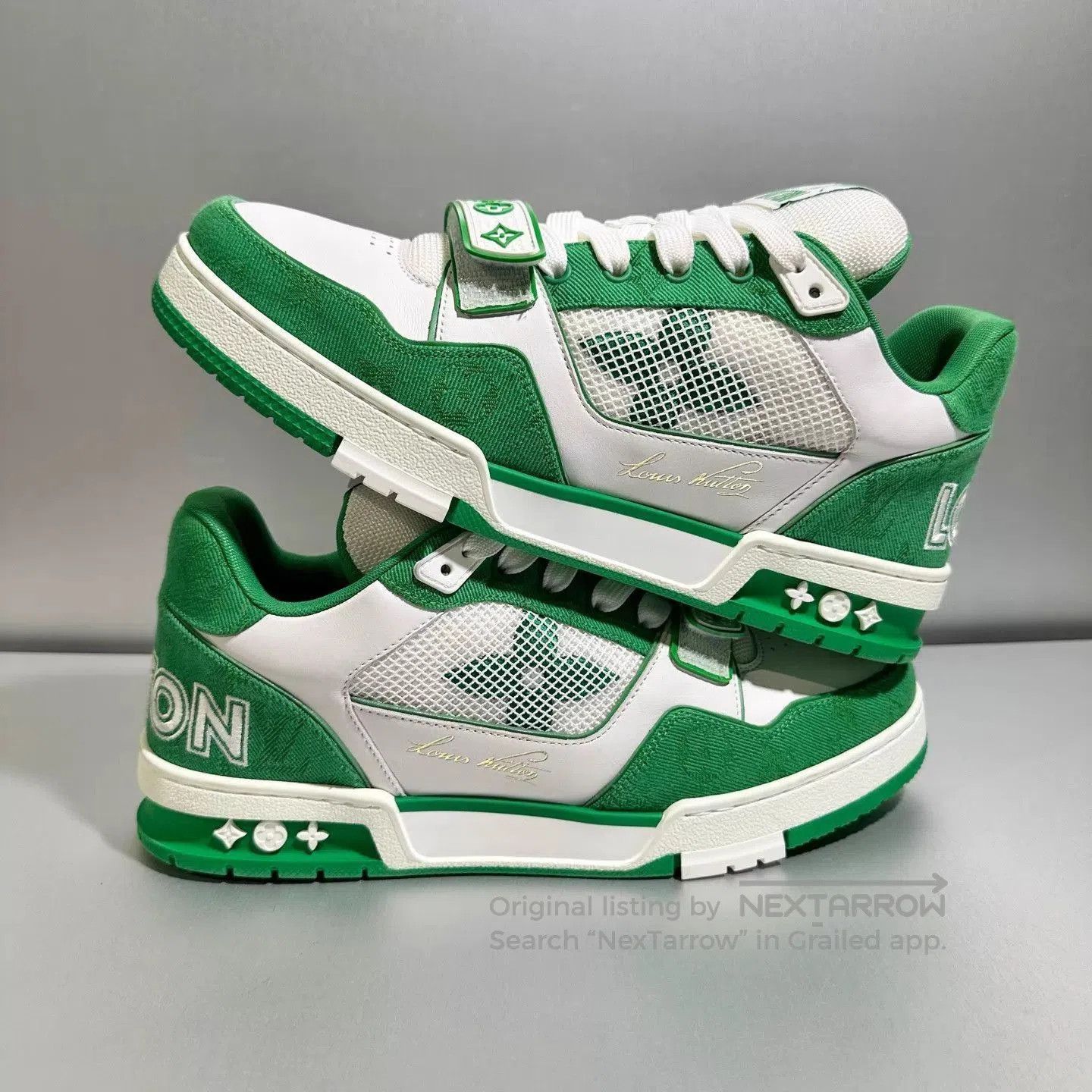 Louis Vuitton Green and White Lowtop Sneakers Size 9. Size US 9 / EU 42 - 3 Thumbnail