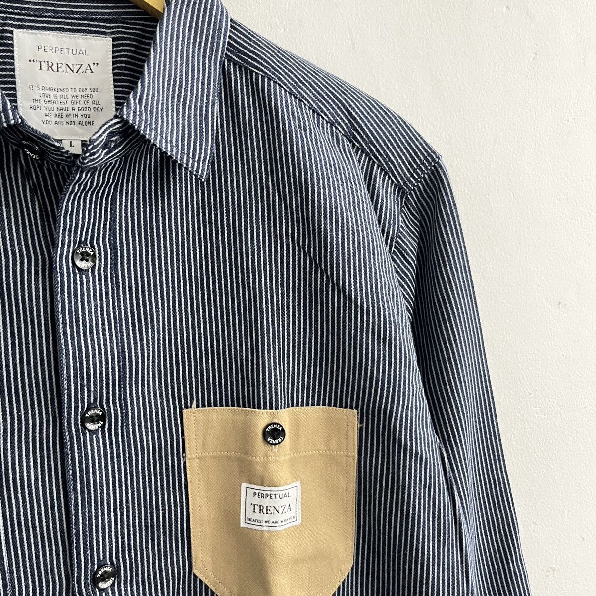 Issey Miyake Trenza - Striped With Iconic Pocket Shirt Size US L / EU 52-54 / 3 - 4 Thumbnail