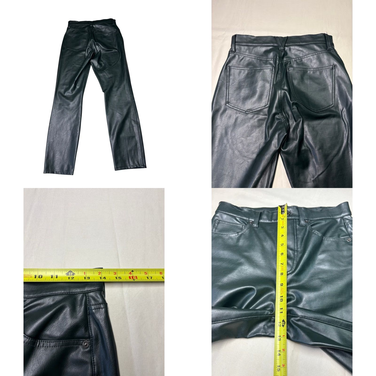Veronica Beard VERONICA BEARD Jeans Faux Leather Pants Forest Green Straight Leg Womens 27x29 Size 27" / US 4 / IT 40 - 8 Thumbnail