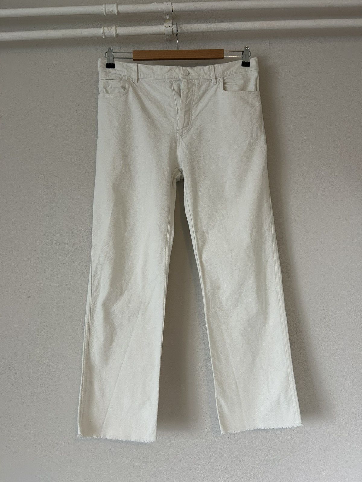 Haider Ackermann White Frayed Hem Pants Size 50