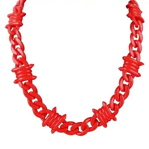 VIBE Unisex Red Acrylic Brambles Wire Thorns Chain Necklace Size ONE SIZE - 2 Thumbnail