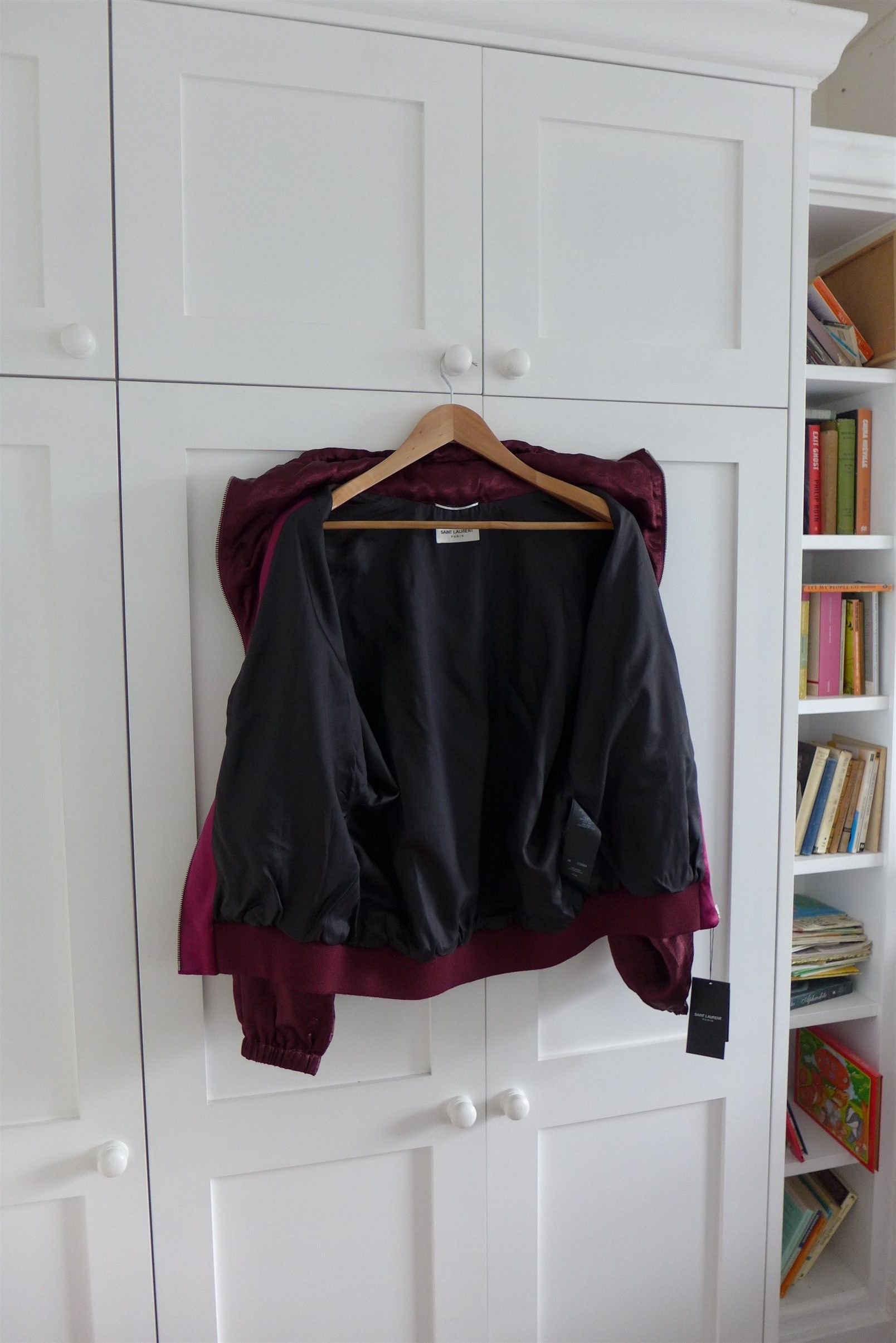 Saint Laurent Paris Size 50 - Saint Laurent Track Jacket - Burgundy Satin Size US M / EU 48-50 / 2 - 3 Thumbnail
