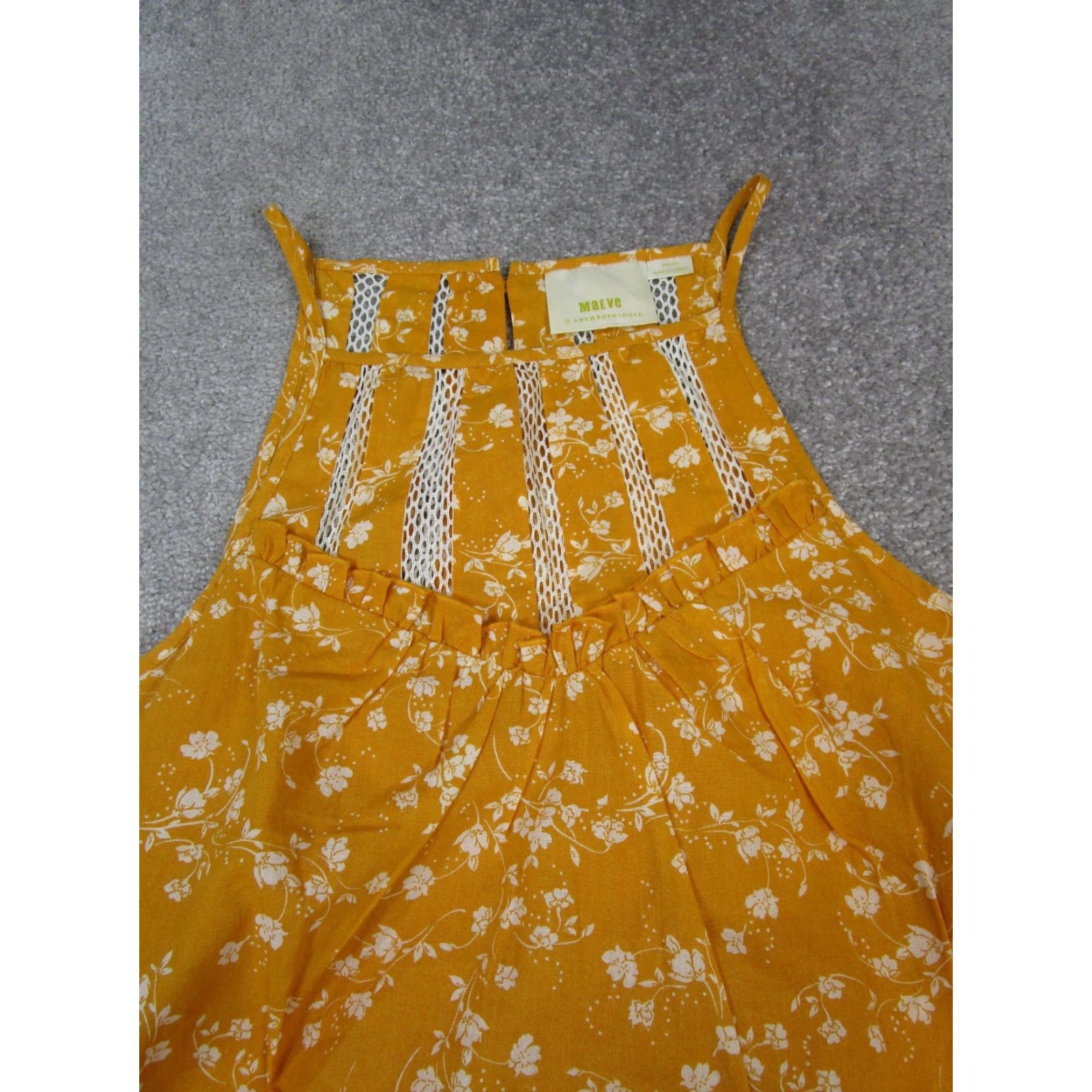 Vintage MAEVE Shirt Womens XL Yellow White Floral Tank Top Sleeveless Square Neck Pullover Cotton - Floral Pattern - 90s/Concert? (if applicable) Womens Size XL / US 12-14 / IT 48-50 - 2 Thumbnail