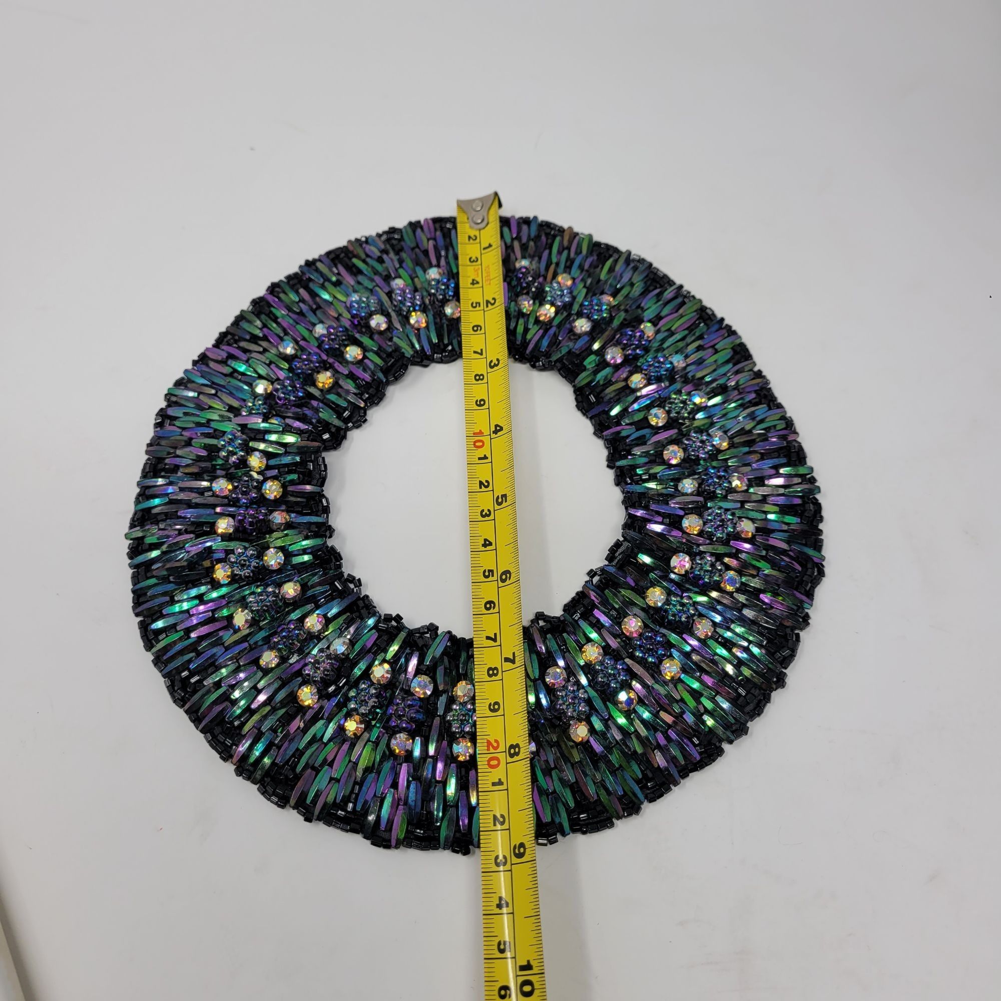 Handmade Vintage Handcrafted AB Oil Slick Beaded Statement Bib Collar Size ONE SIZE - 5 Thumbnail
