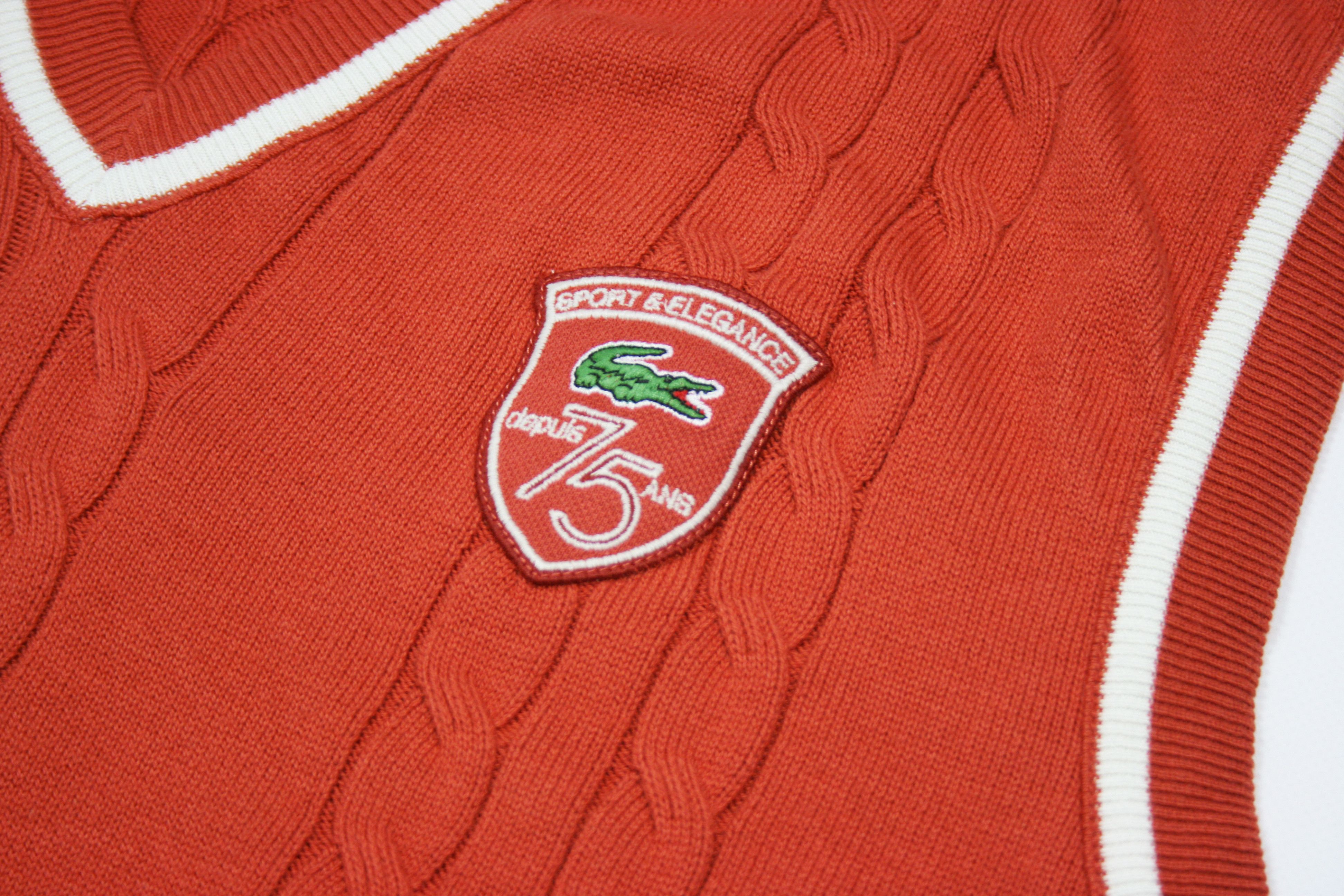 Lacoste Rolland Garros 75 Ans Cable Knit Vest Size US M / EU 48-50 / 2 - 5 Thumbnail