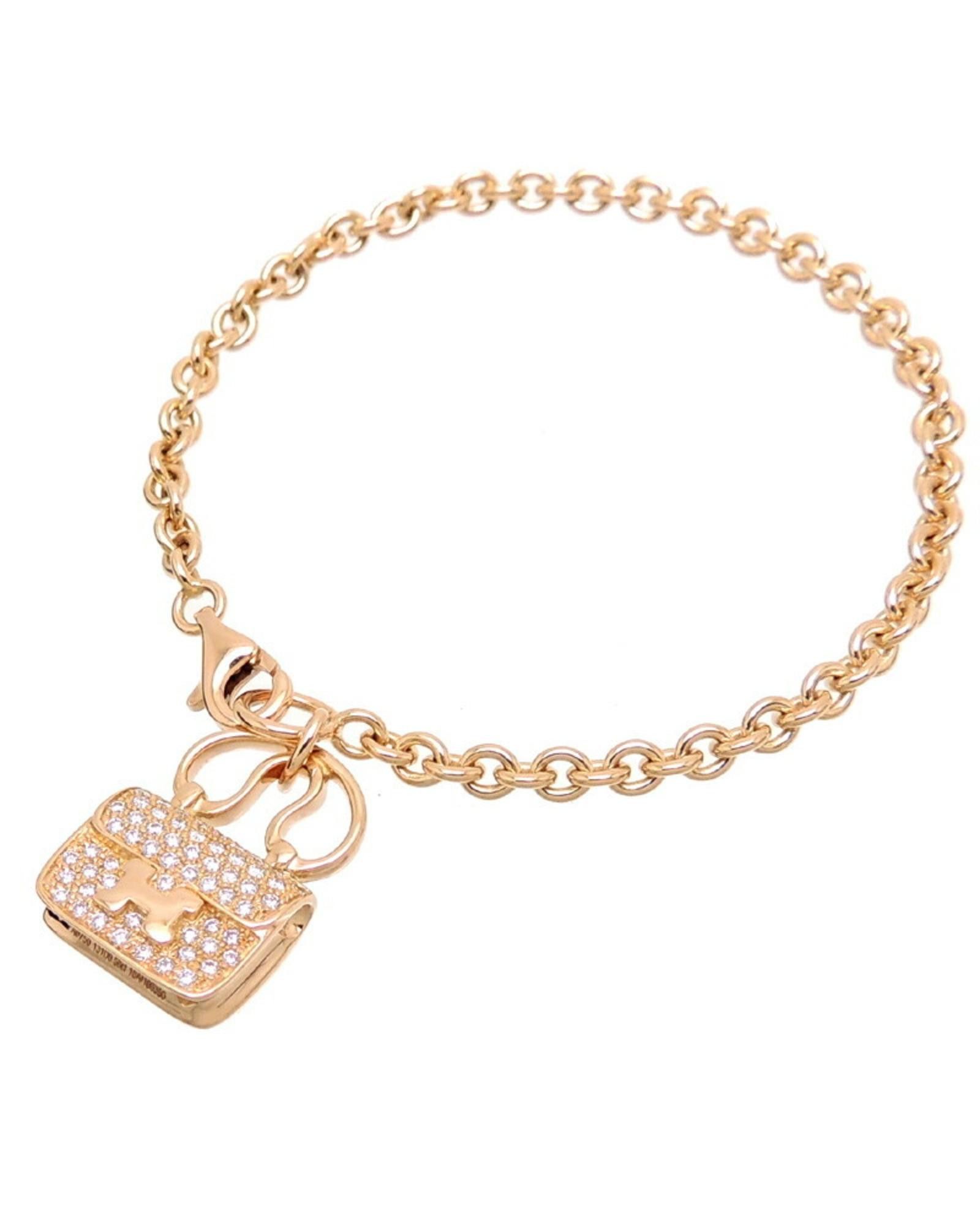 image of Exquisite Hermes Amulette Constance Charm Bracelet in Gold, Women's