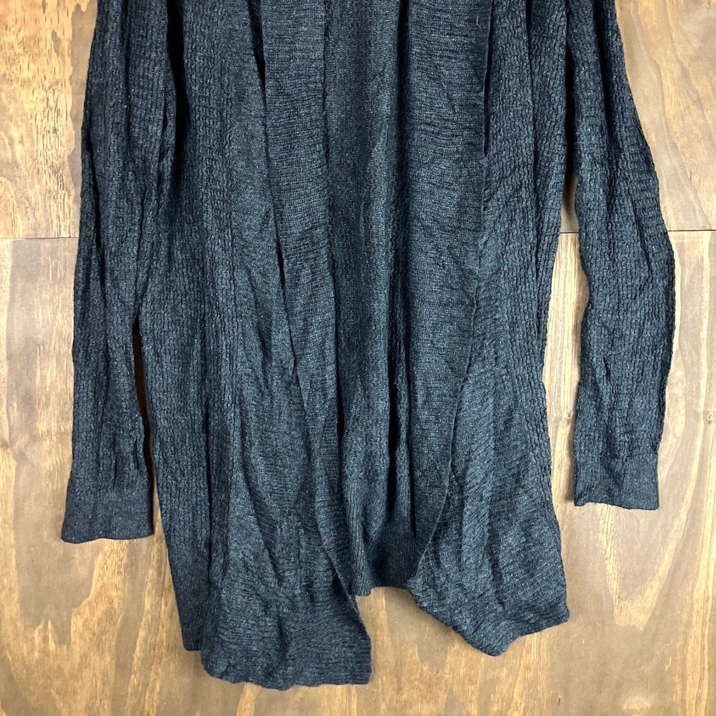 Loft LOFT Ann Taylor Cardigan Sweater Open Front Camel Hair Blend L Women Charcoal Black Knit Cotton Rayon Relaxed Size L / US 10 / IT 46 - 3 Thumbnail
