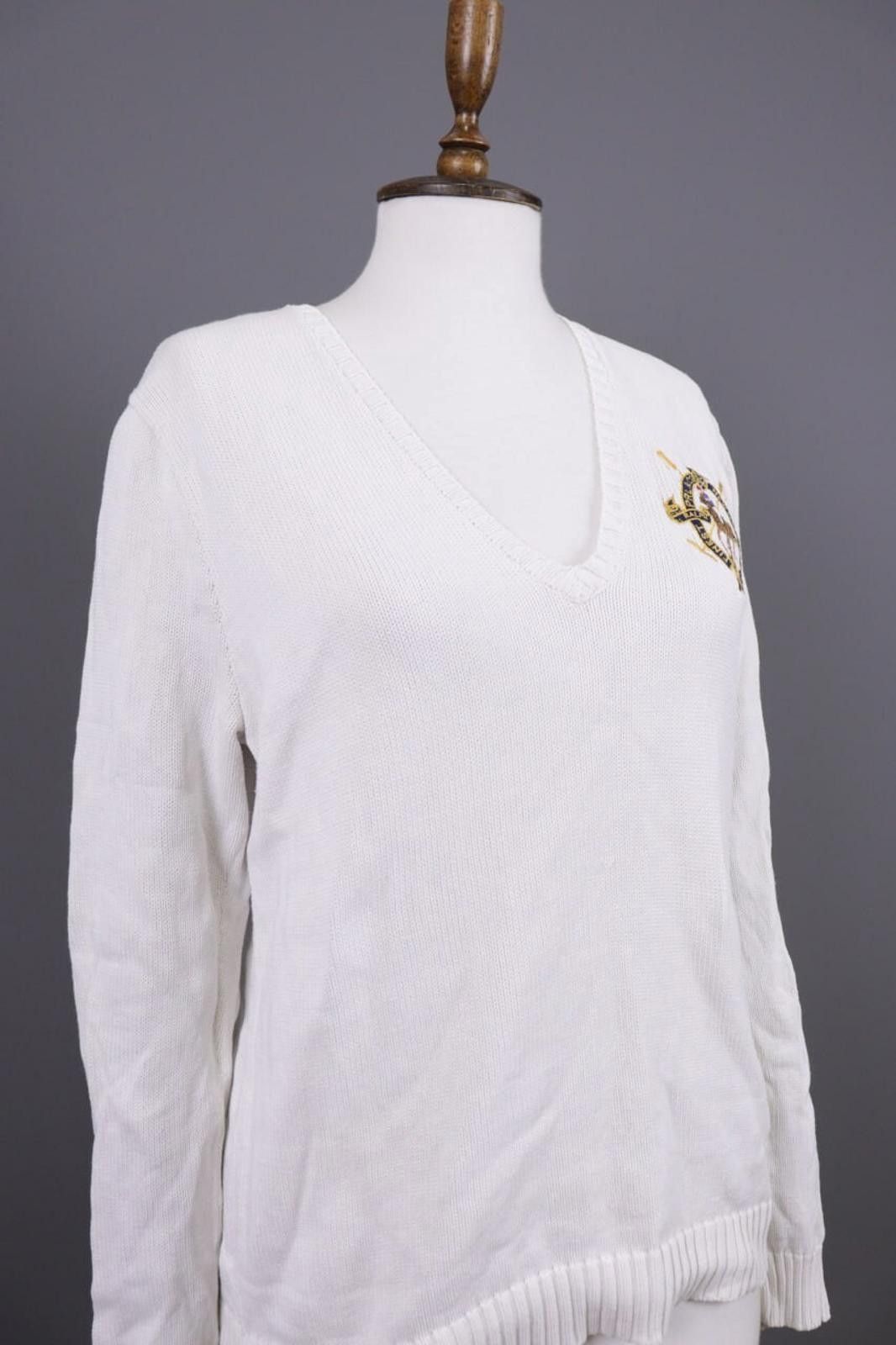 Ralph Lauren Sport Ralph Lauren Sport White V-Neck Knit Sweater Size XL Size XL / US 12-14 / IT 48-50 - 6 Thumbnail