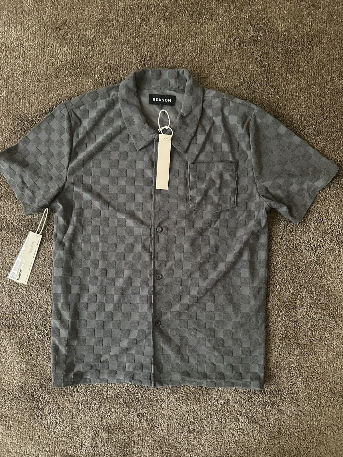 Other Reason Men's Grey Checkered Short Sleeve Button-Up Size L Size US L / EU 52-54 / 3 - 1 Thumbnail