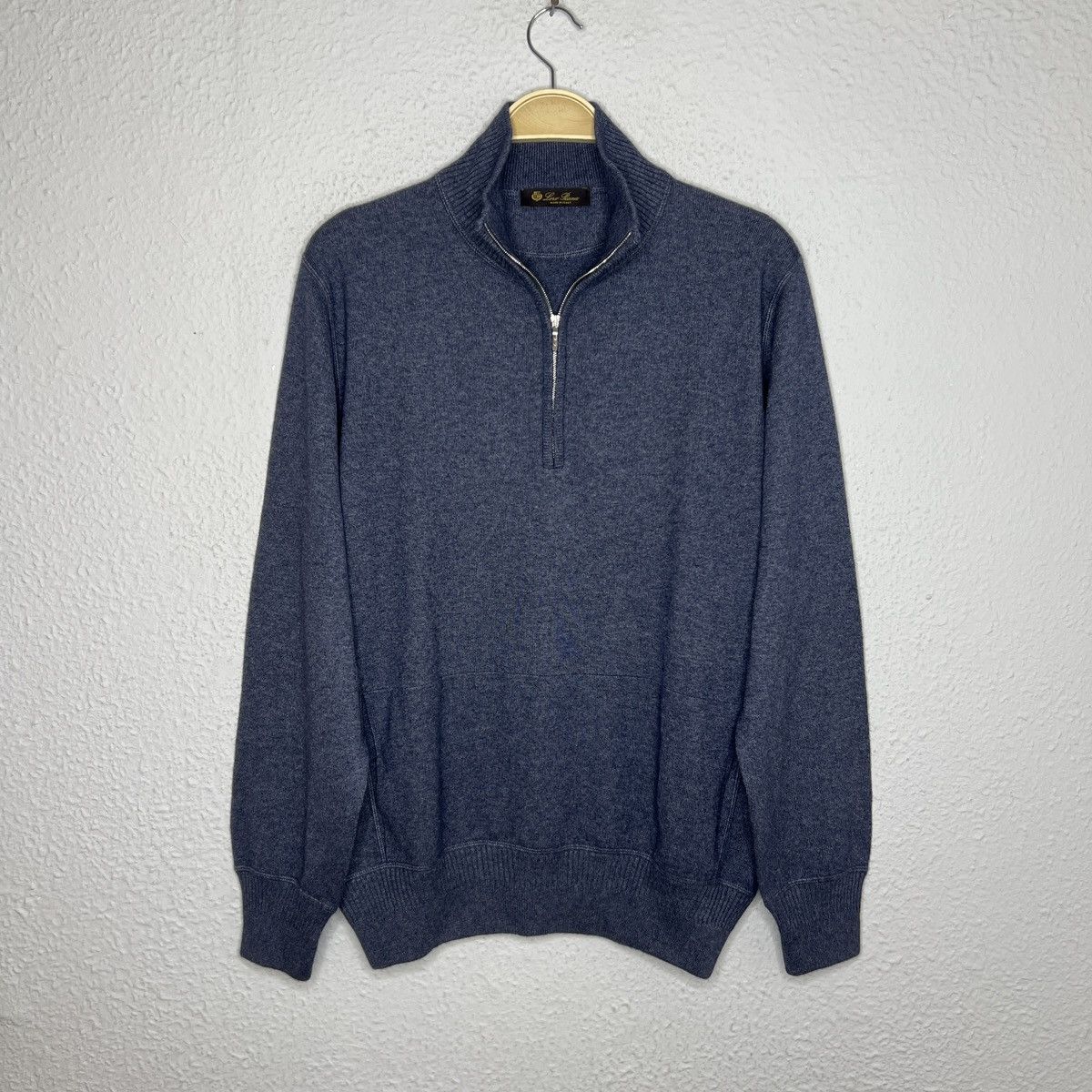 Loro Piana Loro Piana Cashmere Silk Sweater Jumper Knit Half Zip Blue Size US L / EU 52-54 / 3 - 1 Thumbnail