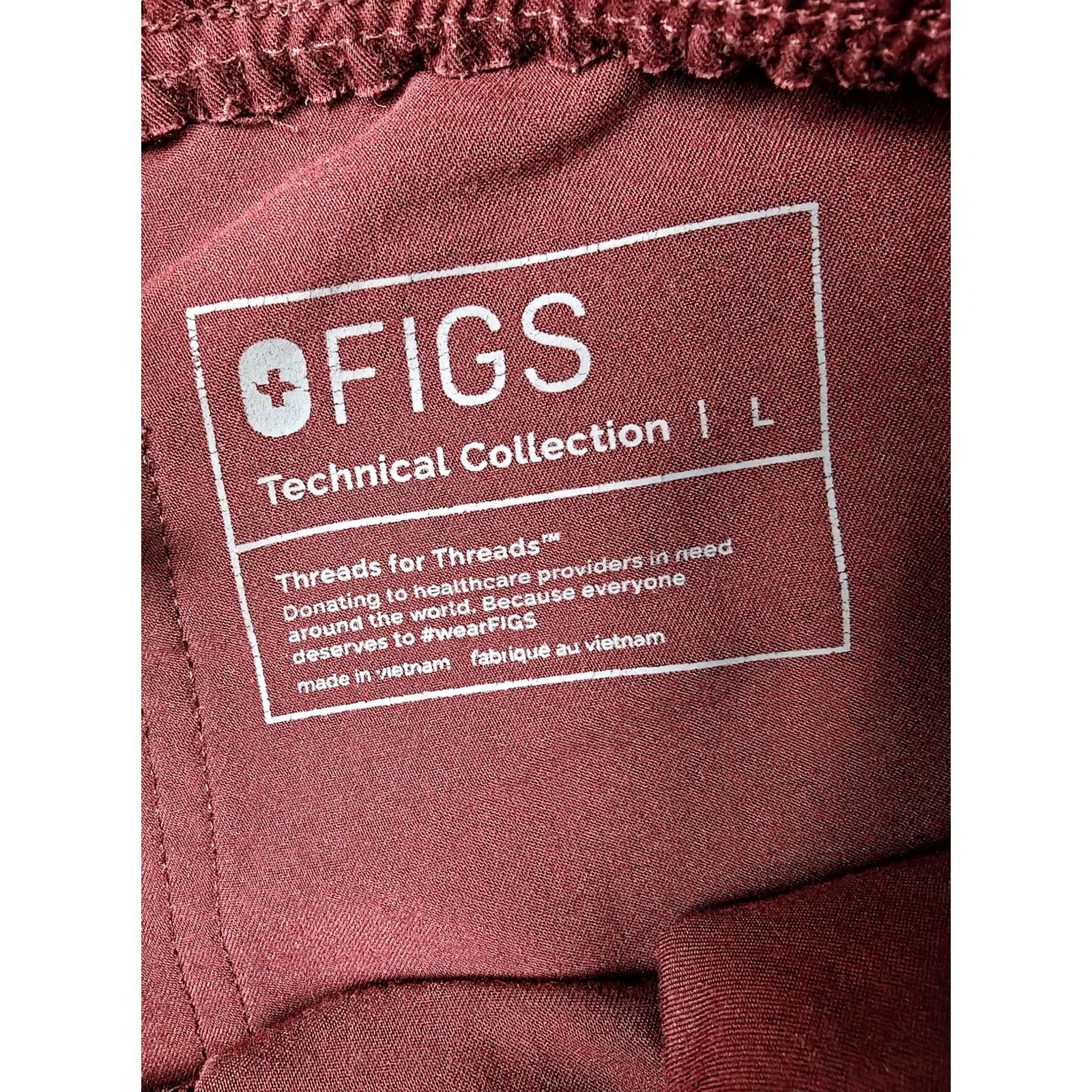 Vintage FIGS Scrub Pants Womens Large Red Technical Collection Drawstring Cargo Pockets Size 36" / US 14 / IT 50 - 4 Thumbnail