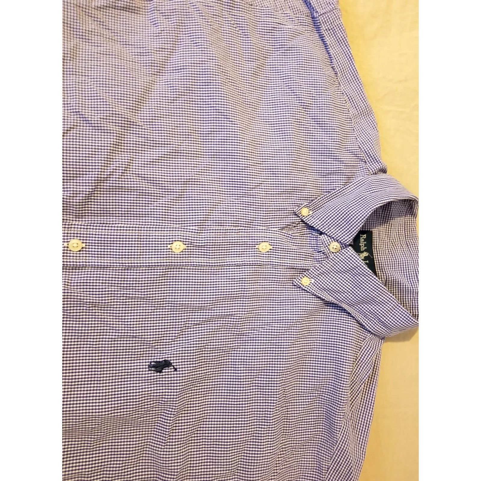 Polo Ralph Lauren Mens Polo Ralph Lauren Dress Shirt 17 34 35 Blue Button Cotton Size 42R - 2 Thumbnail