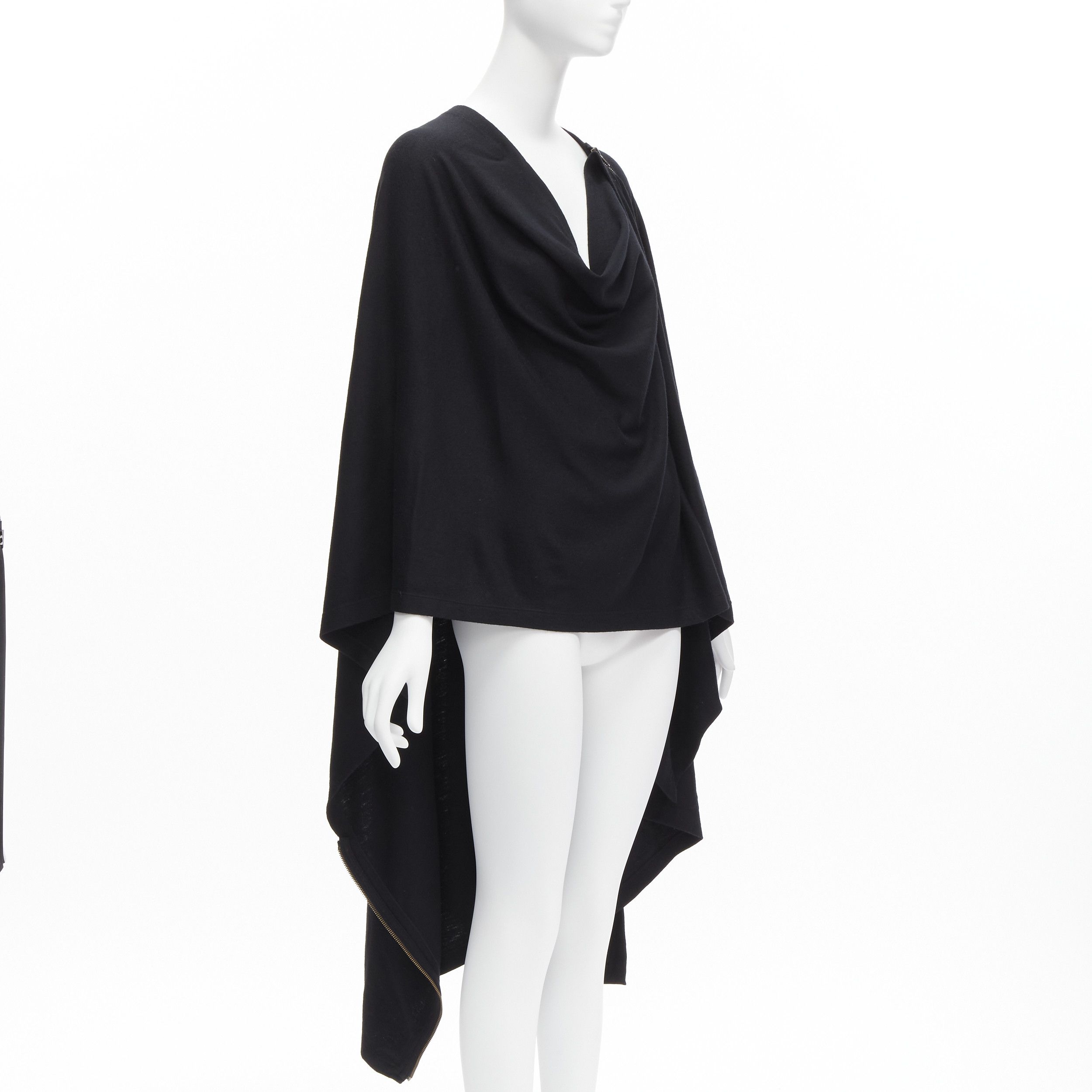 Issey Miyake ISSEY MIYAKE 1980s Vintage black wool side zip draped cowl neck coat JP9 Size M / US 6-8 / IT 42-44 - 1 Thumbnail
